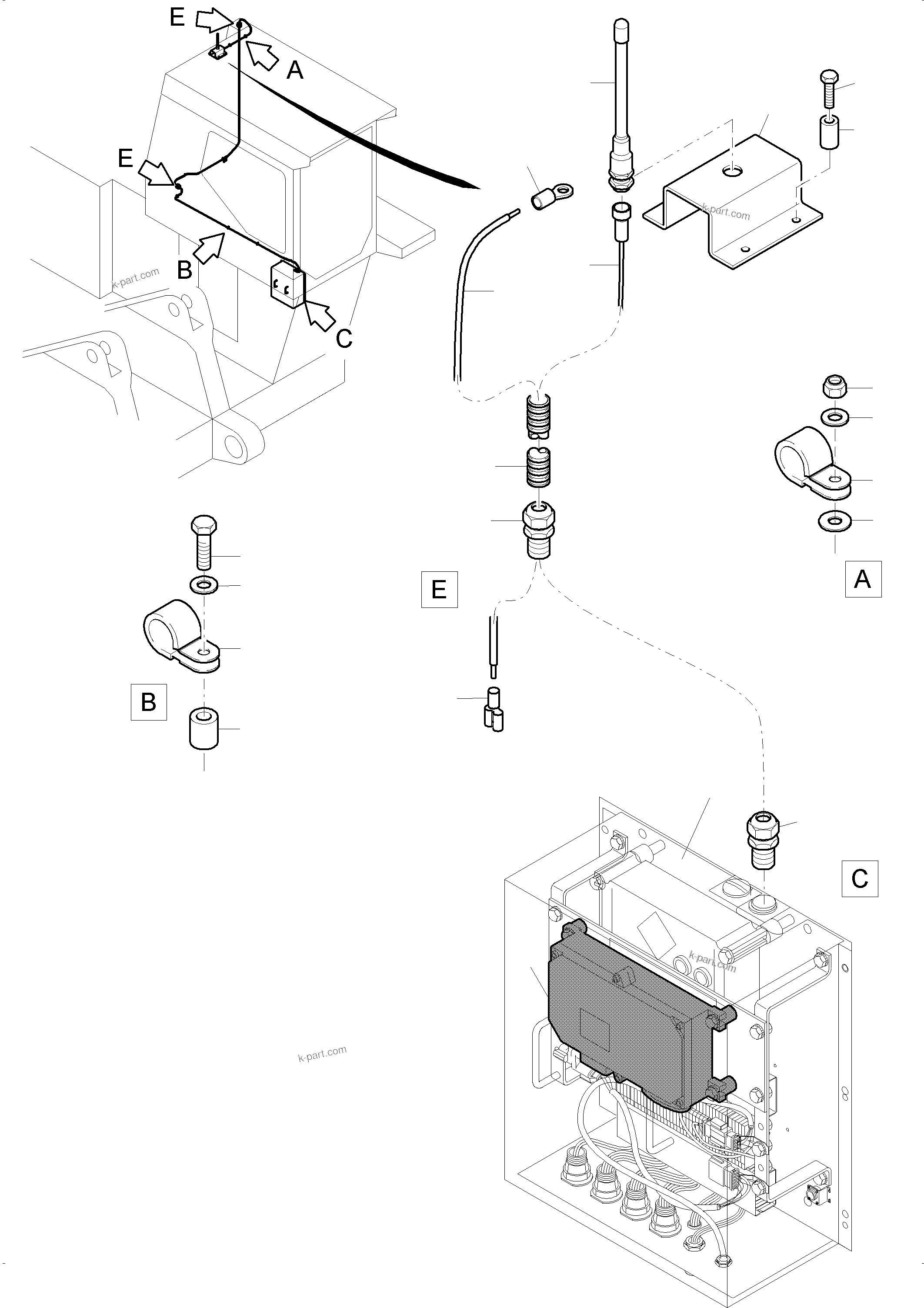 Komatsu parts book diagram for PC3000-6 S/N 06377: ARRANGEMENT - ORBCOMM