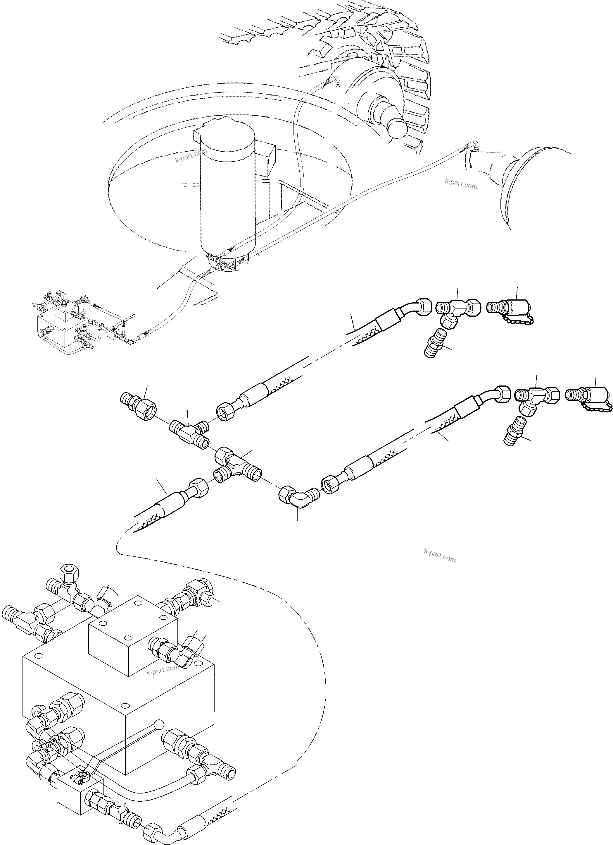 Komatsu parts book diagram for PC3000-6 S/N 06377: PIPING - BRAKE