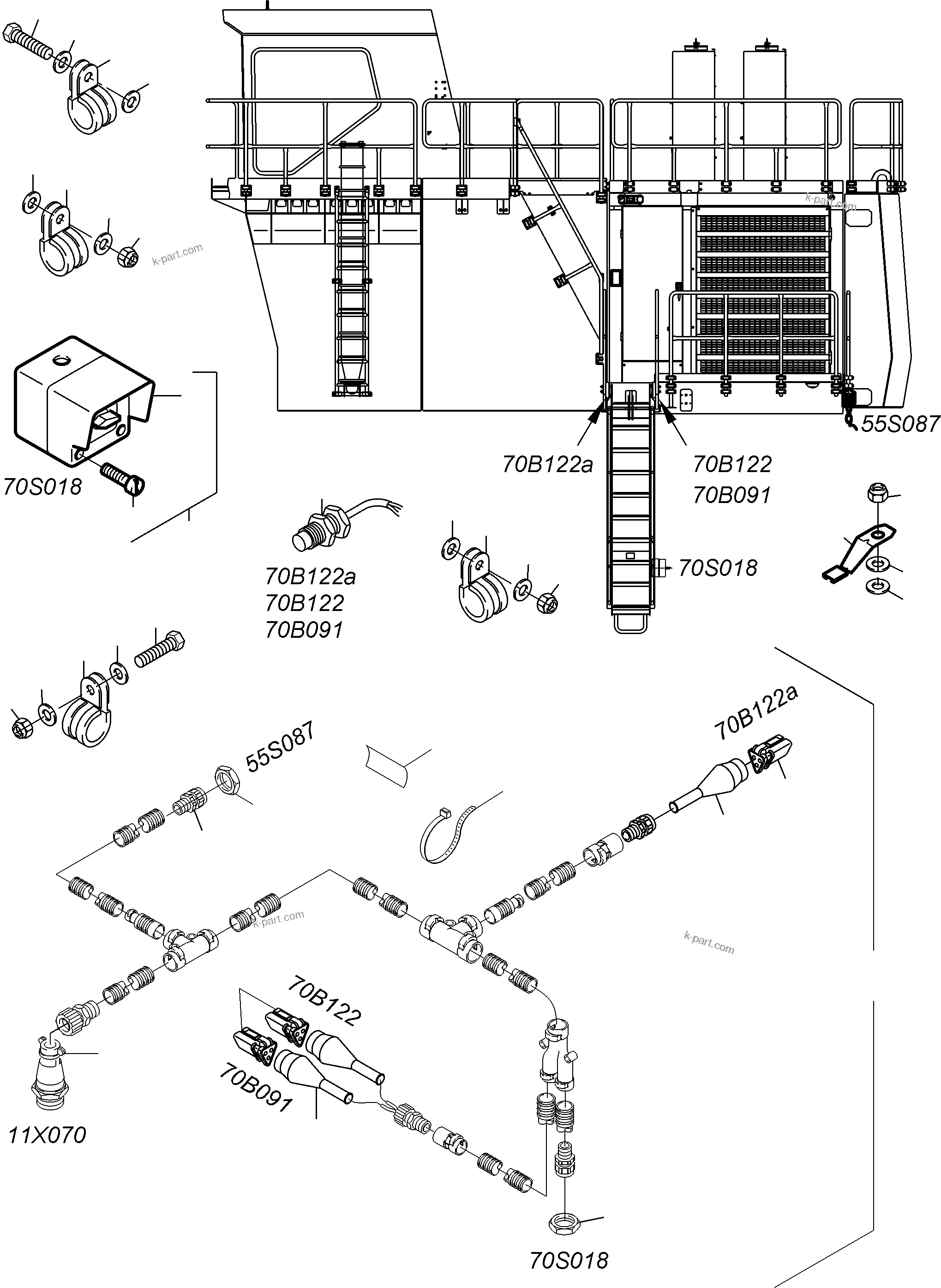 Komatsu parts book diagram for PC3000-6 S/N 06377: ELECTRIC PARTS - LADDER