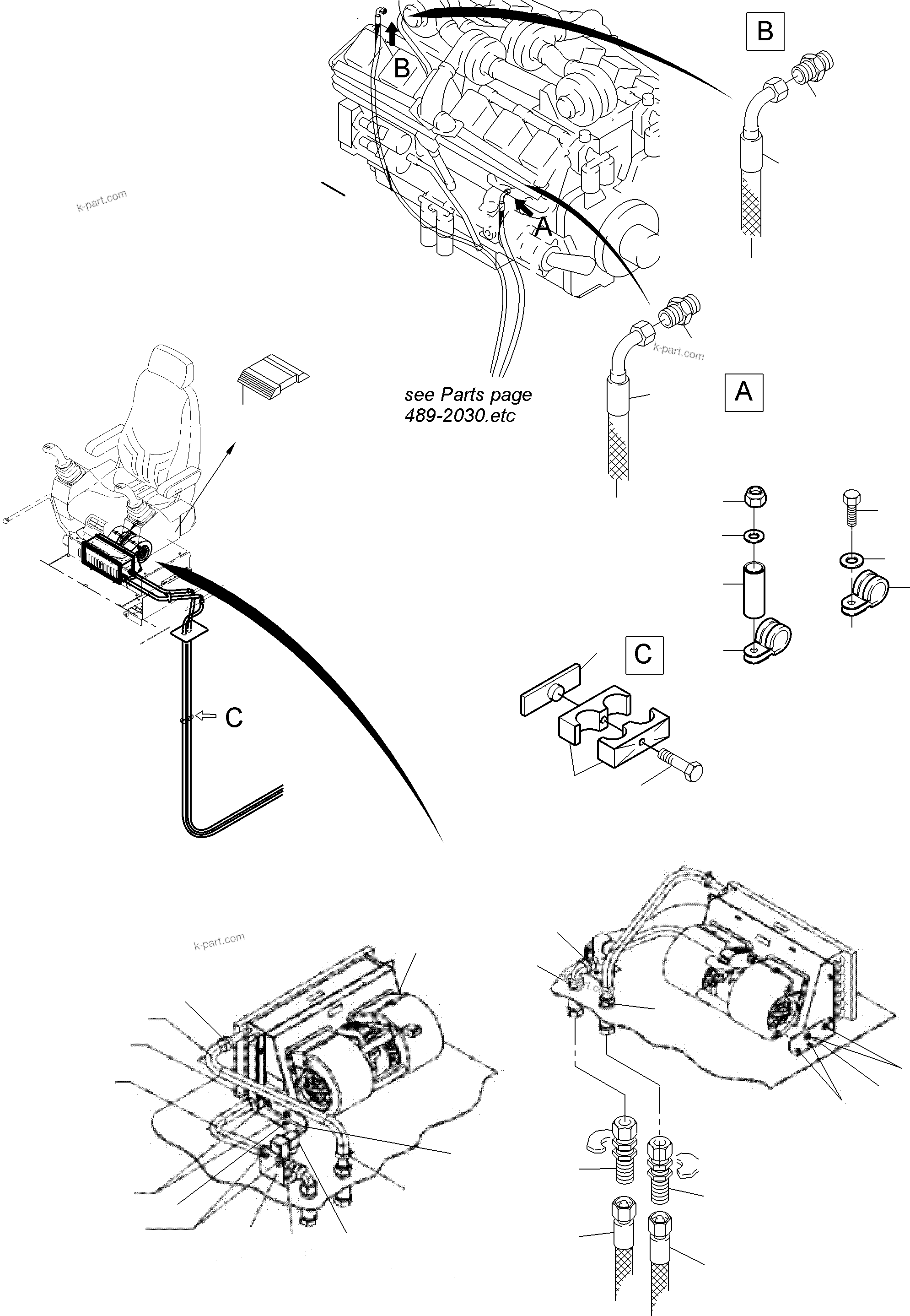 Komatsu parts book diagram for PC3000-6 S/N 06377: HOT-WATER HEATING