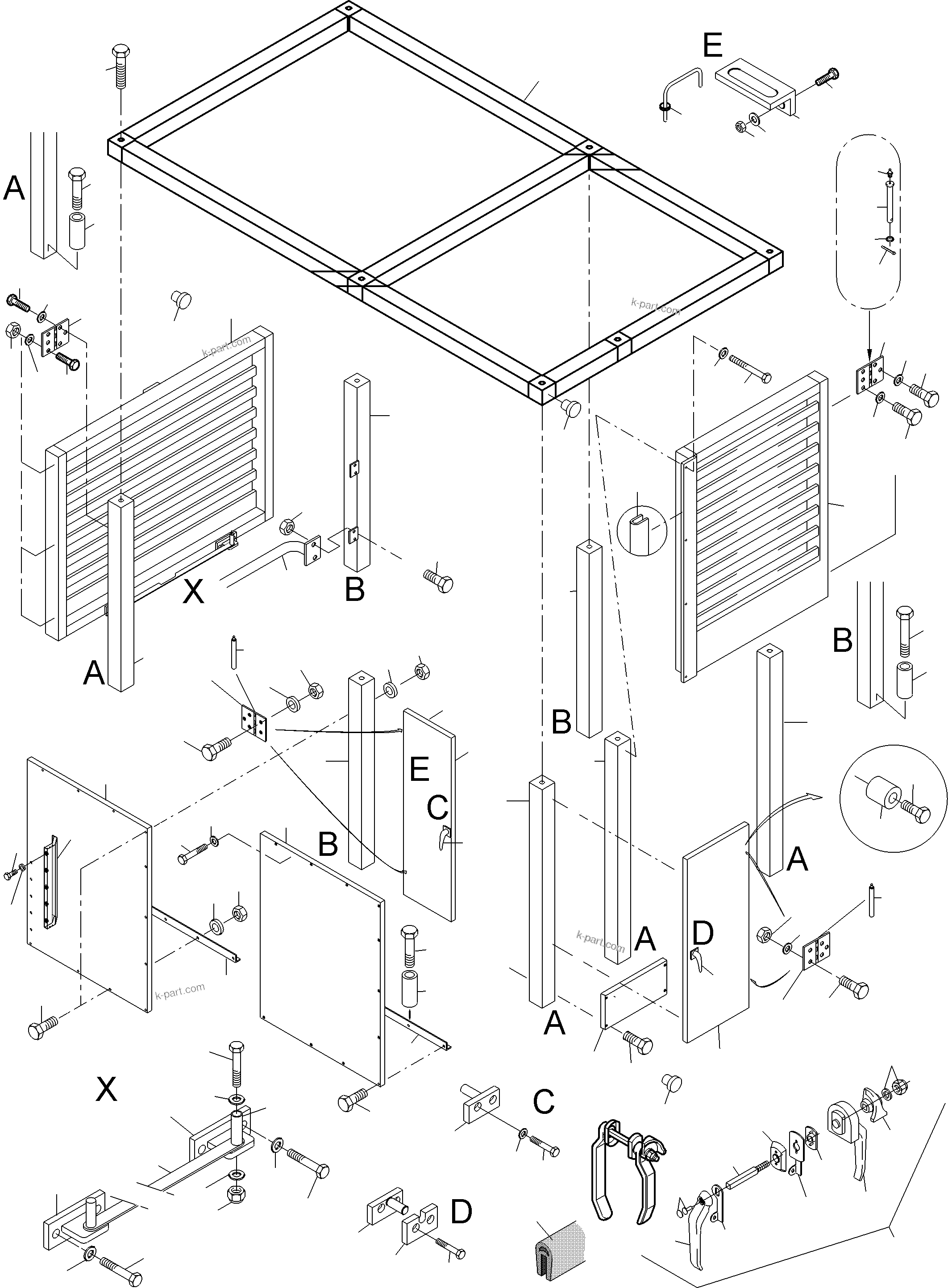 Komatsu parts book diagram for PC3000-6 S/N 06377: COVERING - ENGINE HOUSING