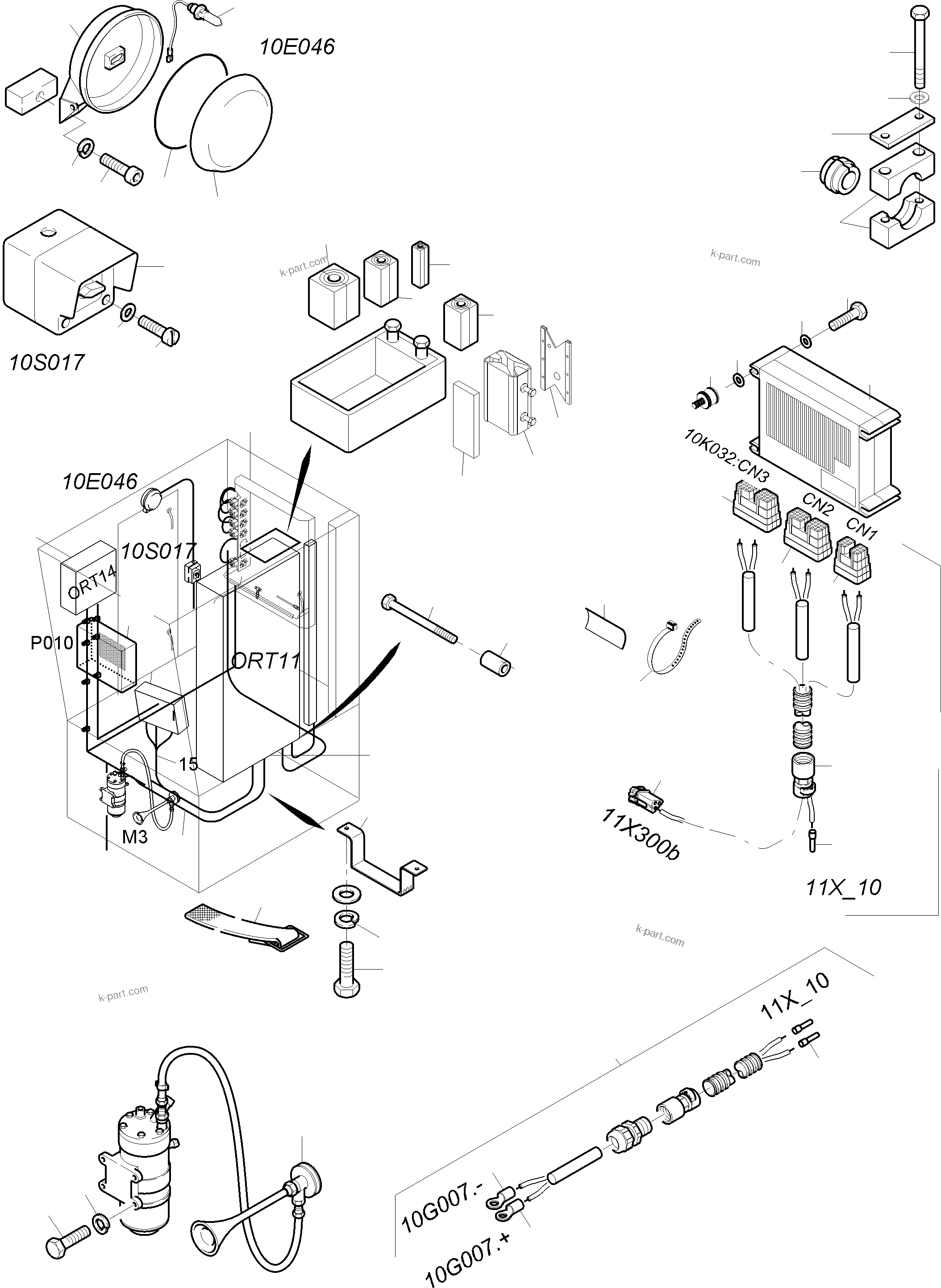 Komatsu parts book diagram for PC3000-6 S/N 06377: ELECTRIC - CAB SUPPORT KOMTRAX