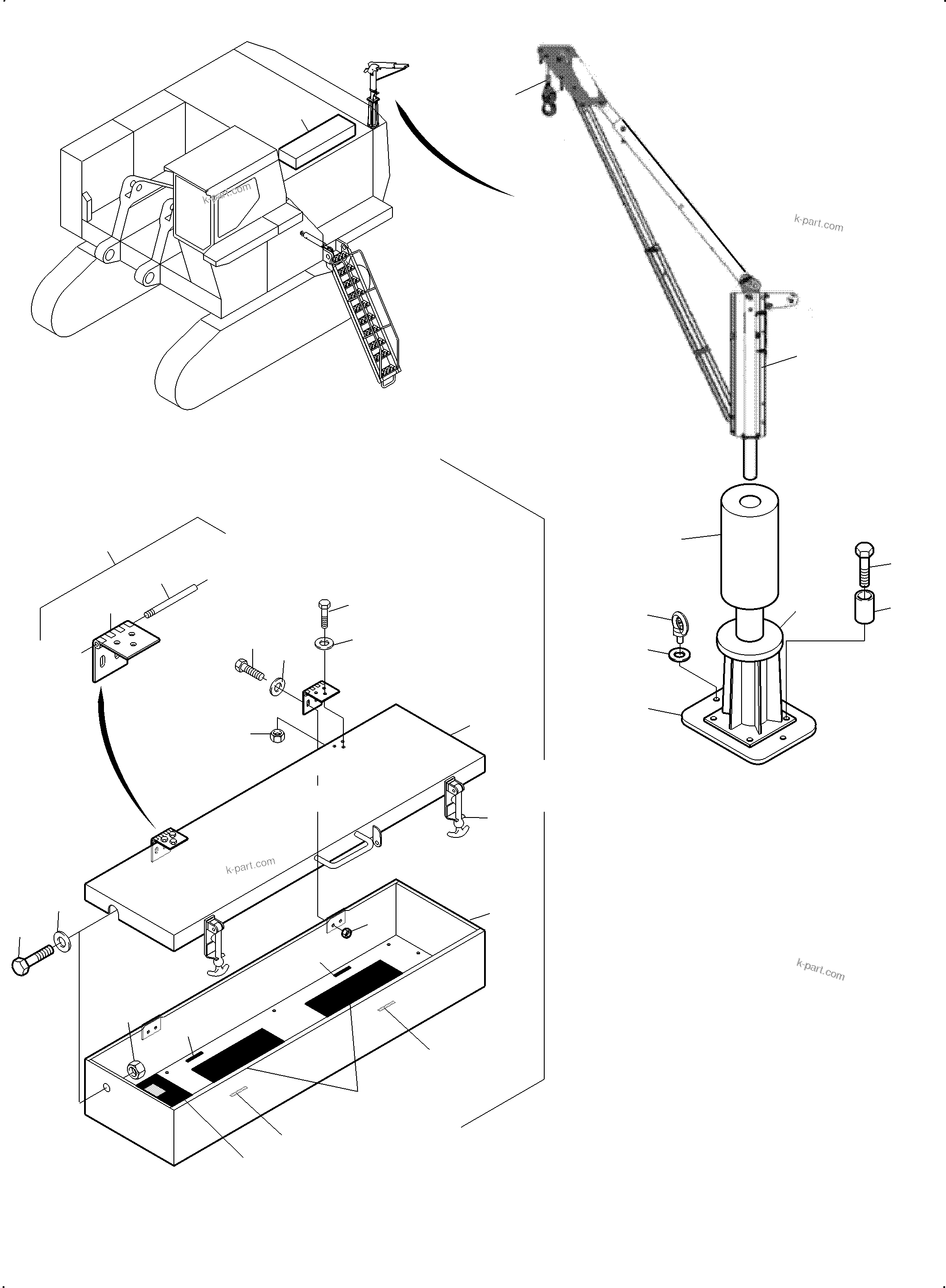 Komatsu parts book diagram for PC3000-6 S/N 06377: SERVICE CRANE MOUNTING