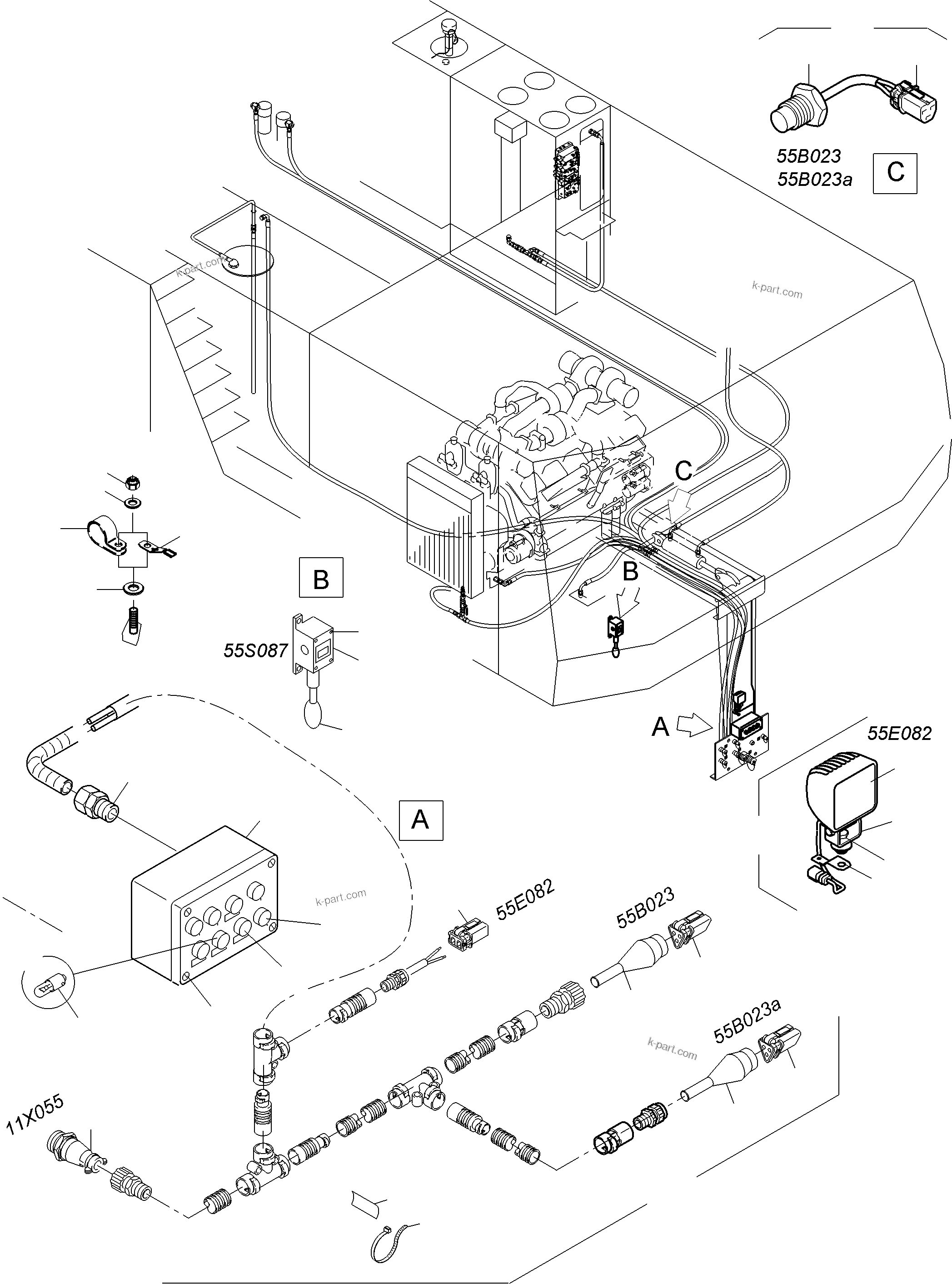 Komatsu parts book diagram for PC3000-6 S/N 06377: ELECTRIC PARTS - REFUELING