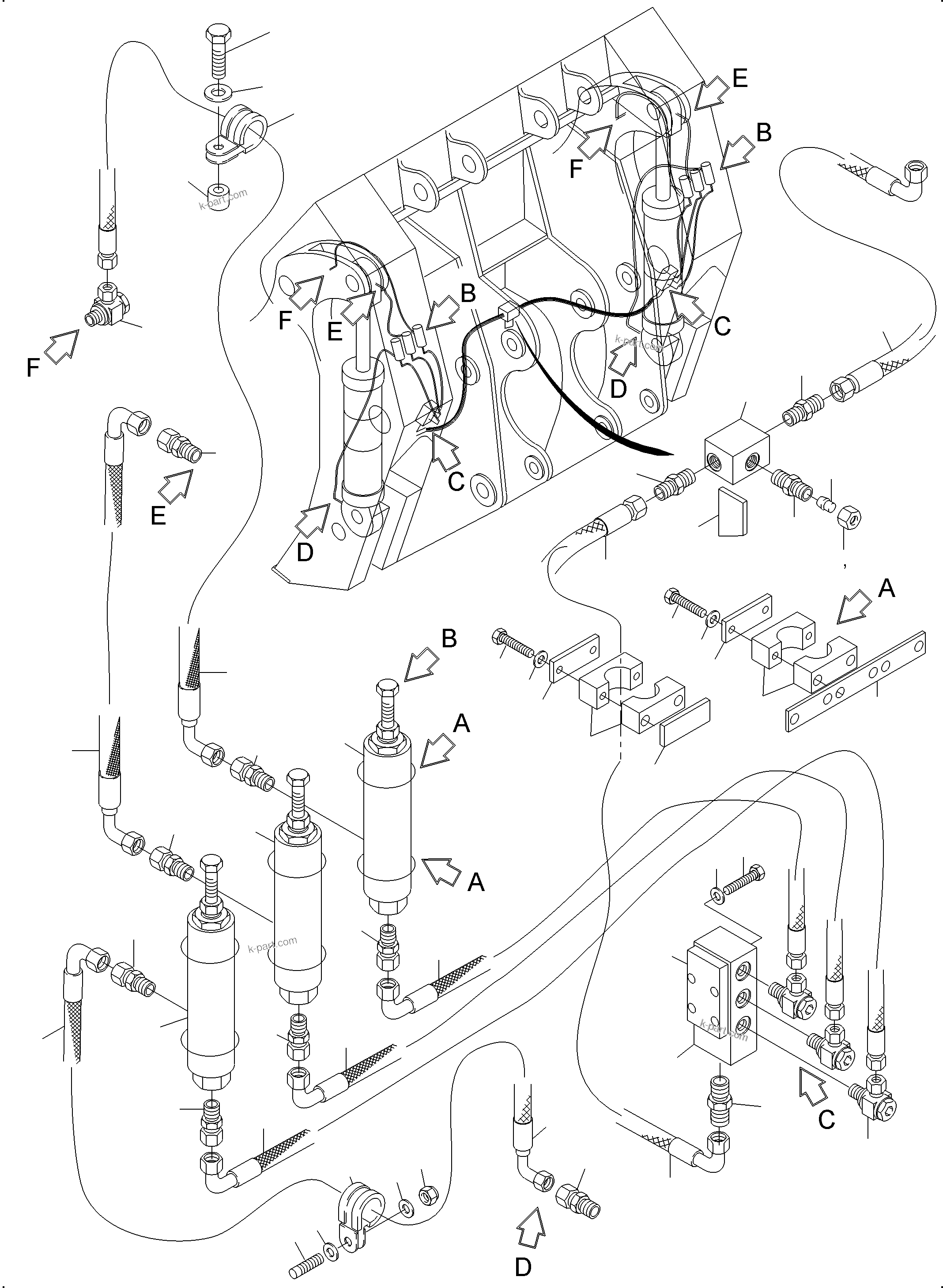 Komatsu parts book diagram for PC3000-6 S/N 06377: CENTRAL LUBRICATION - BULLCLAM, BR 3430