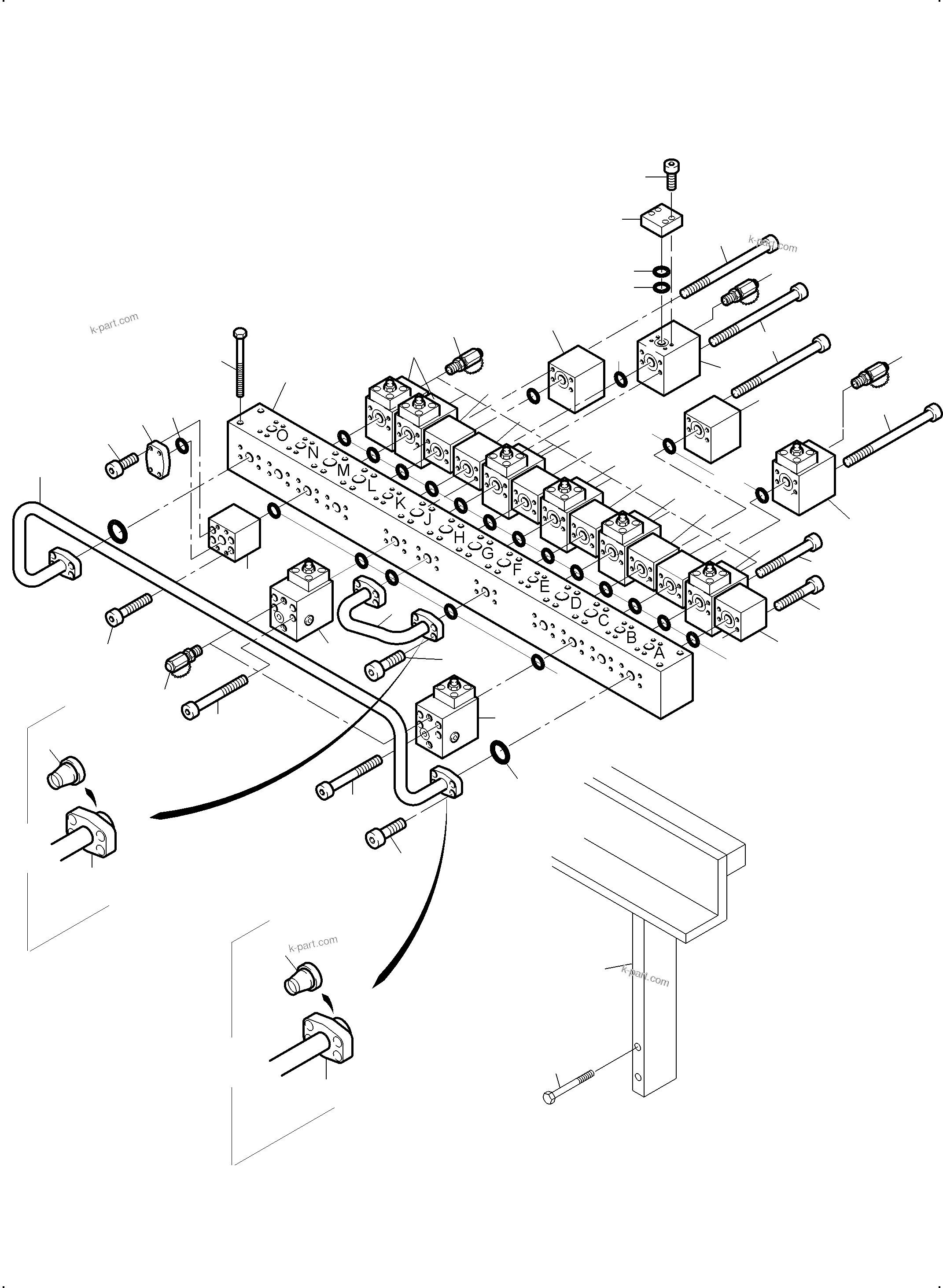 Komatsu parts book diagram for PC3000-6 S/N 06377: MANIFOLD (BBE)