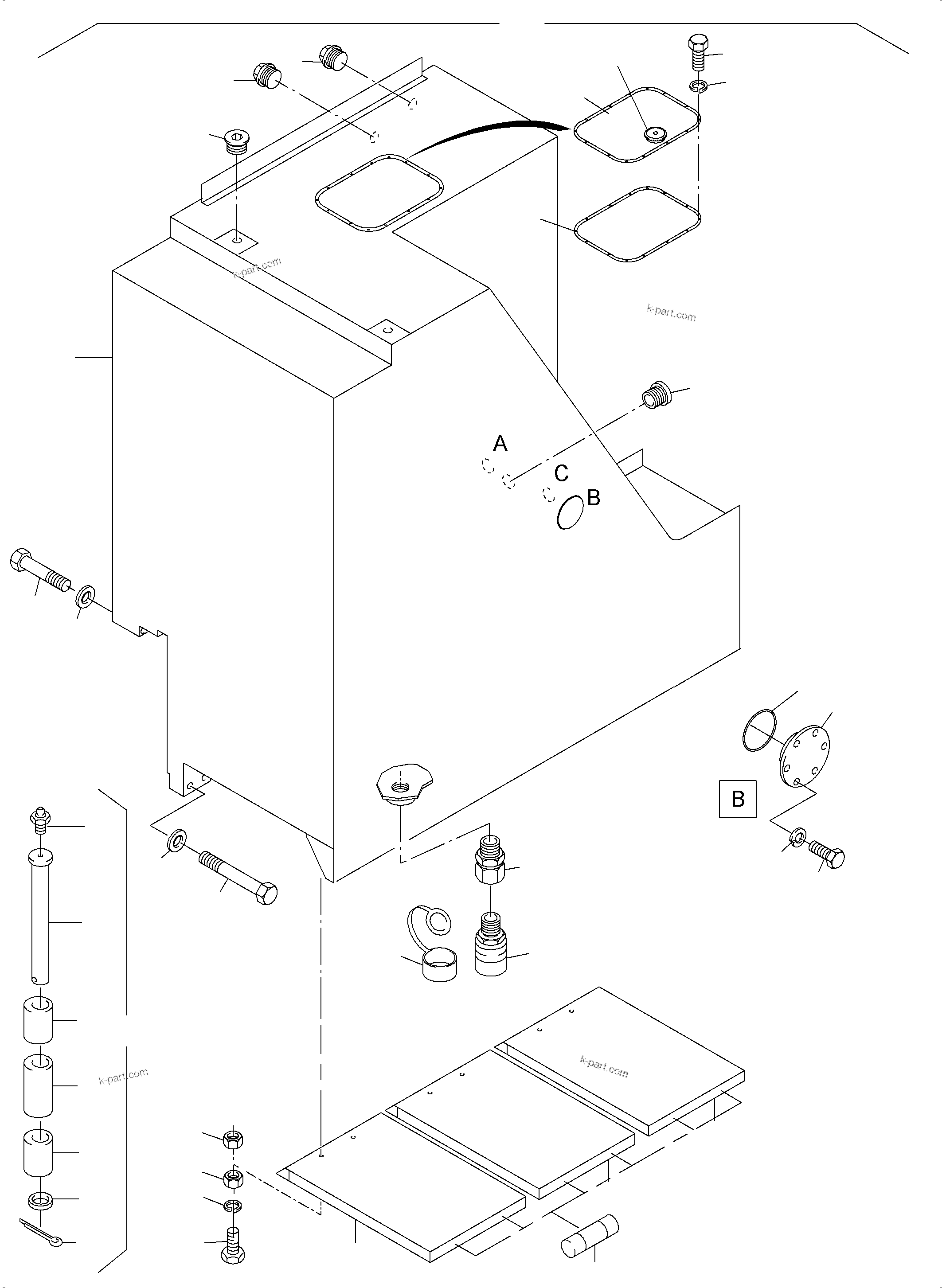 Komatsu parts book diagram for PC3000-6 S/N 06381: FUEL TANK
