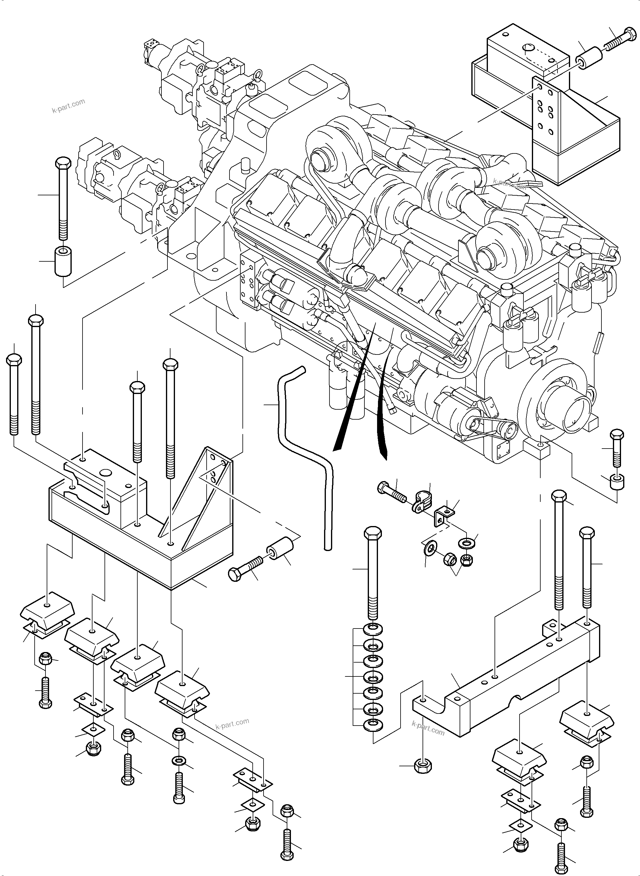 Komatsu parts book diagram for PC3000-6 S/N 06381: DRIVE ARRAGEMENT