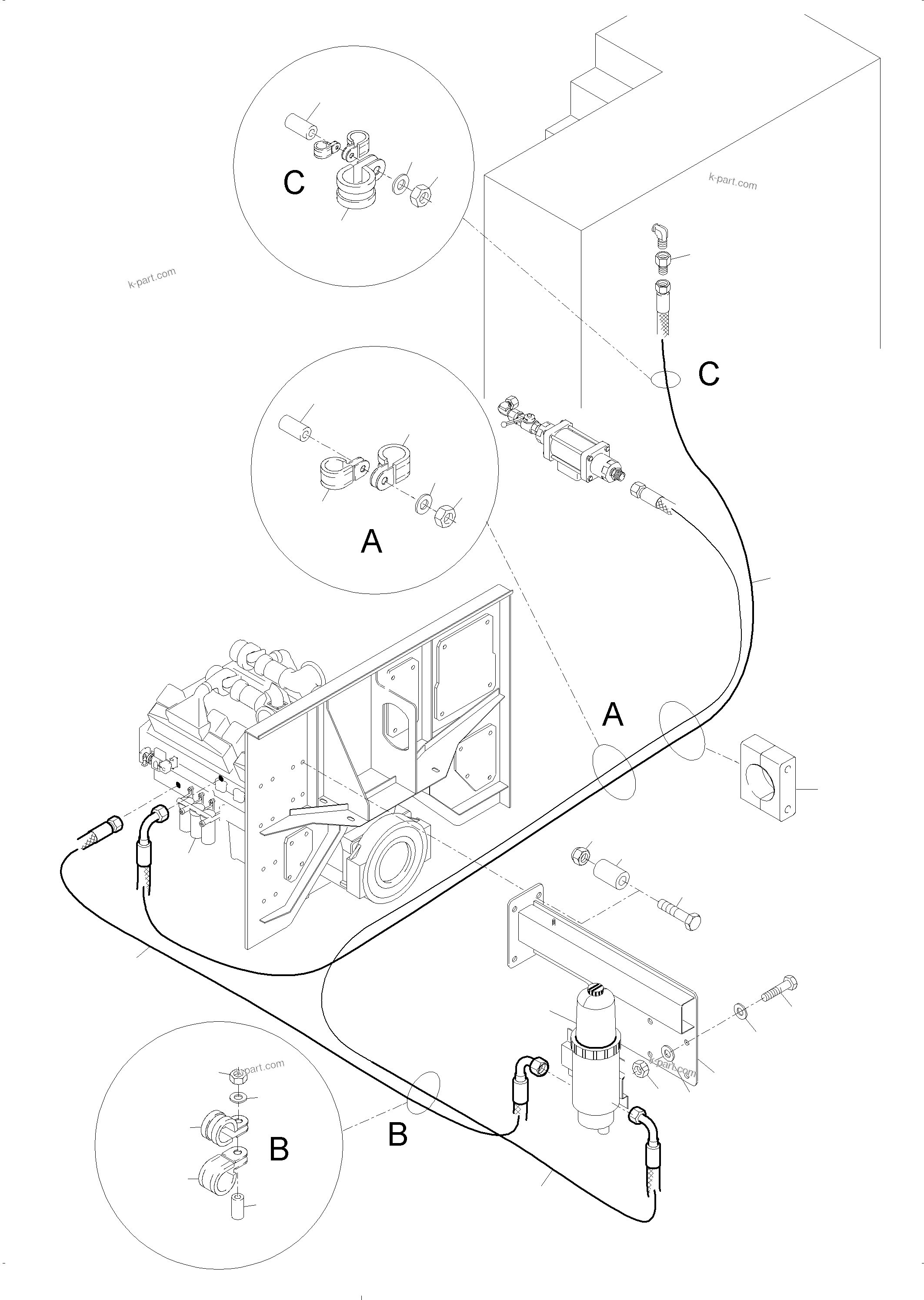 Komatsu parts book diagram for PC3000-6 S/N 06381: FUEL LINES