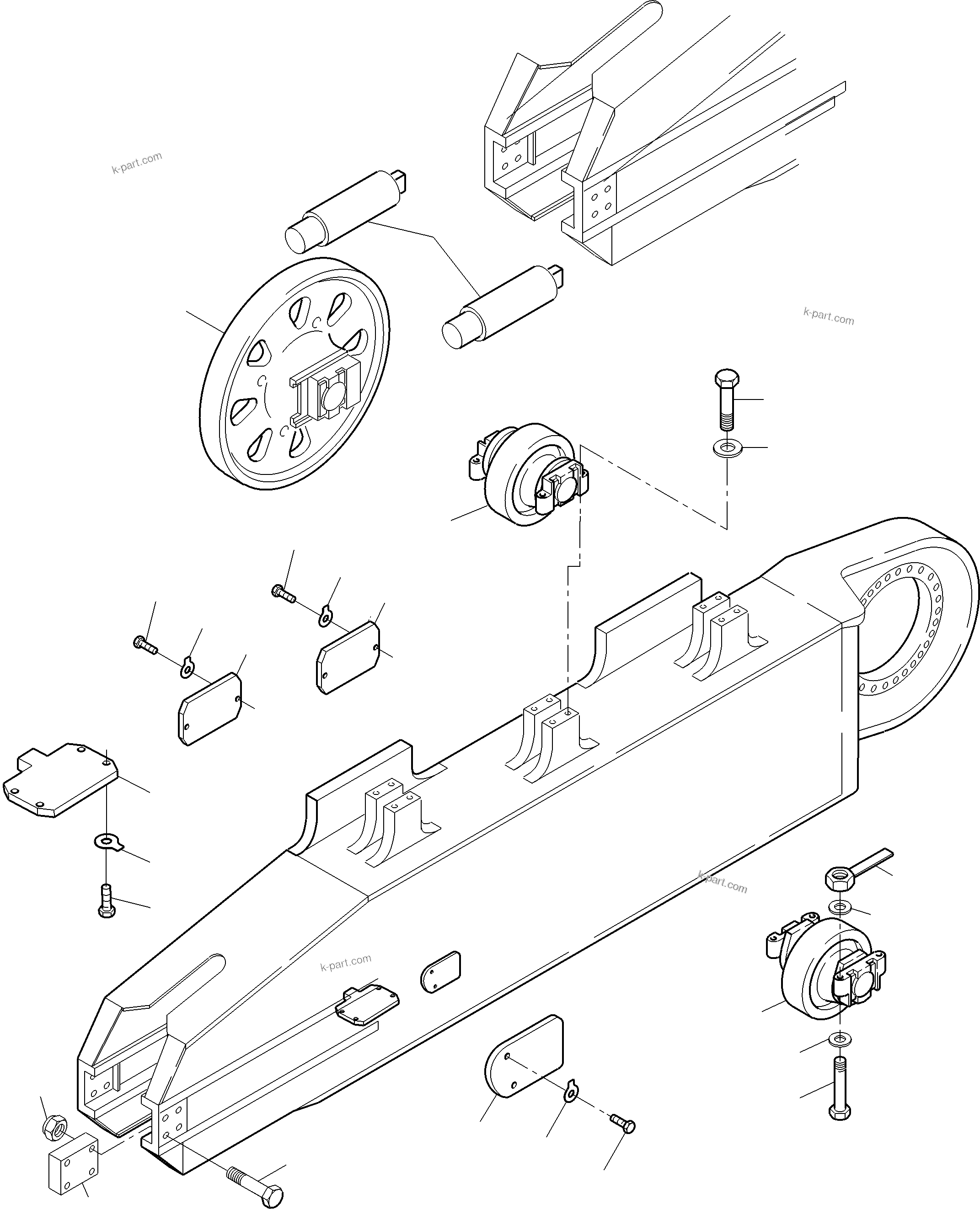 Komatsu parts book diagram for PC3000-6 S/N 06381: TRACK GROUP - IDLER PROTECTION