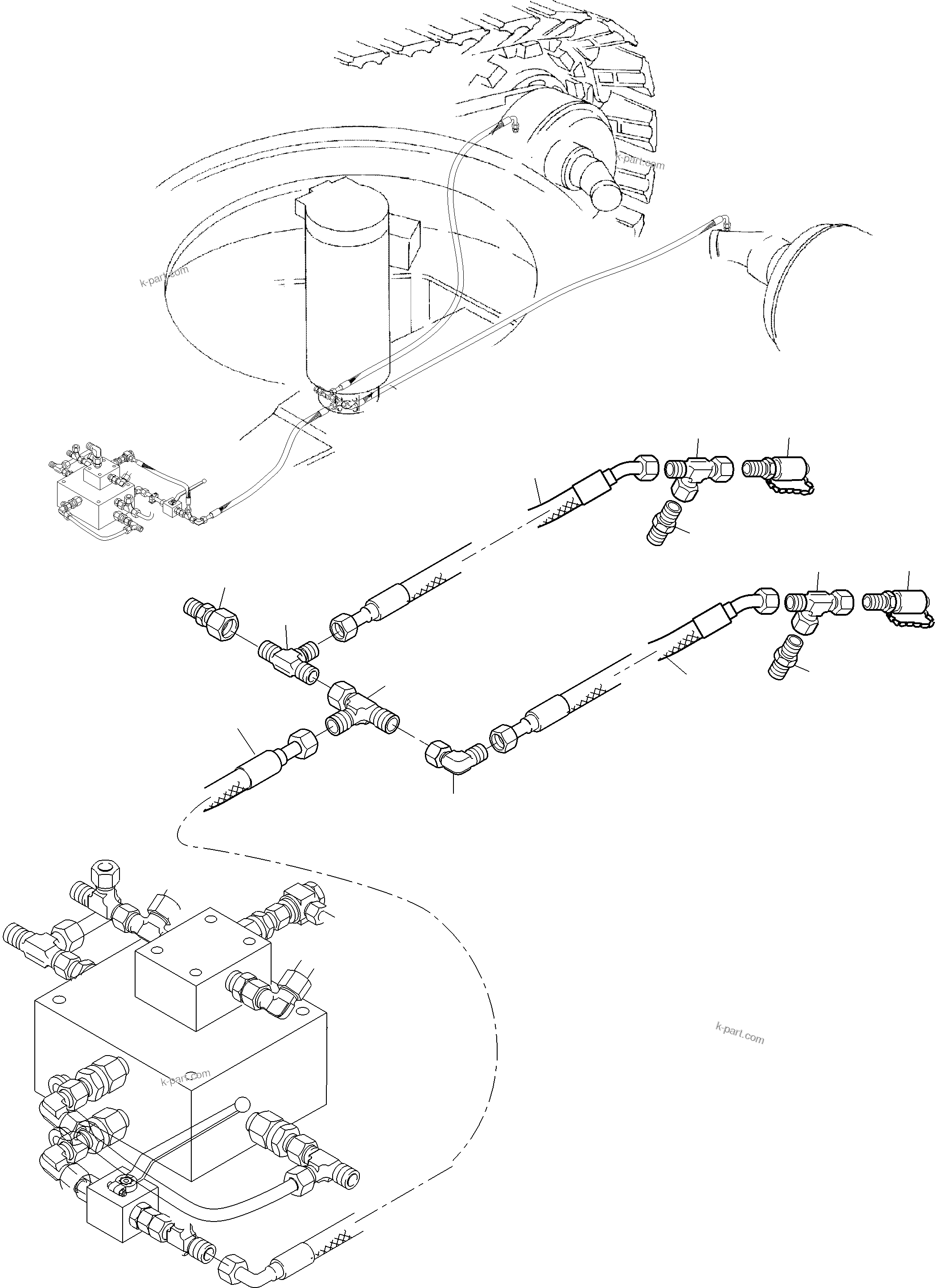 Komatsu parts book diagram for PC3000-6 S/N 06381: PIPING - BRAKE