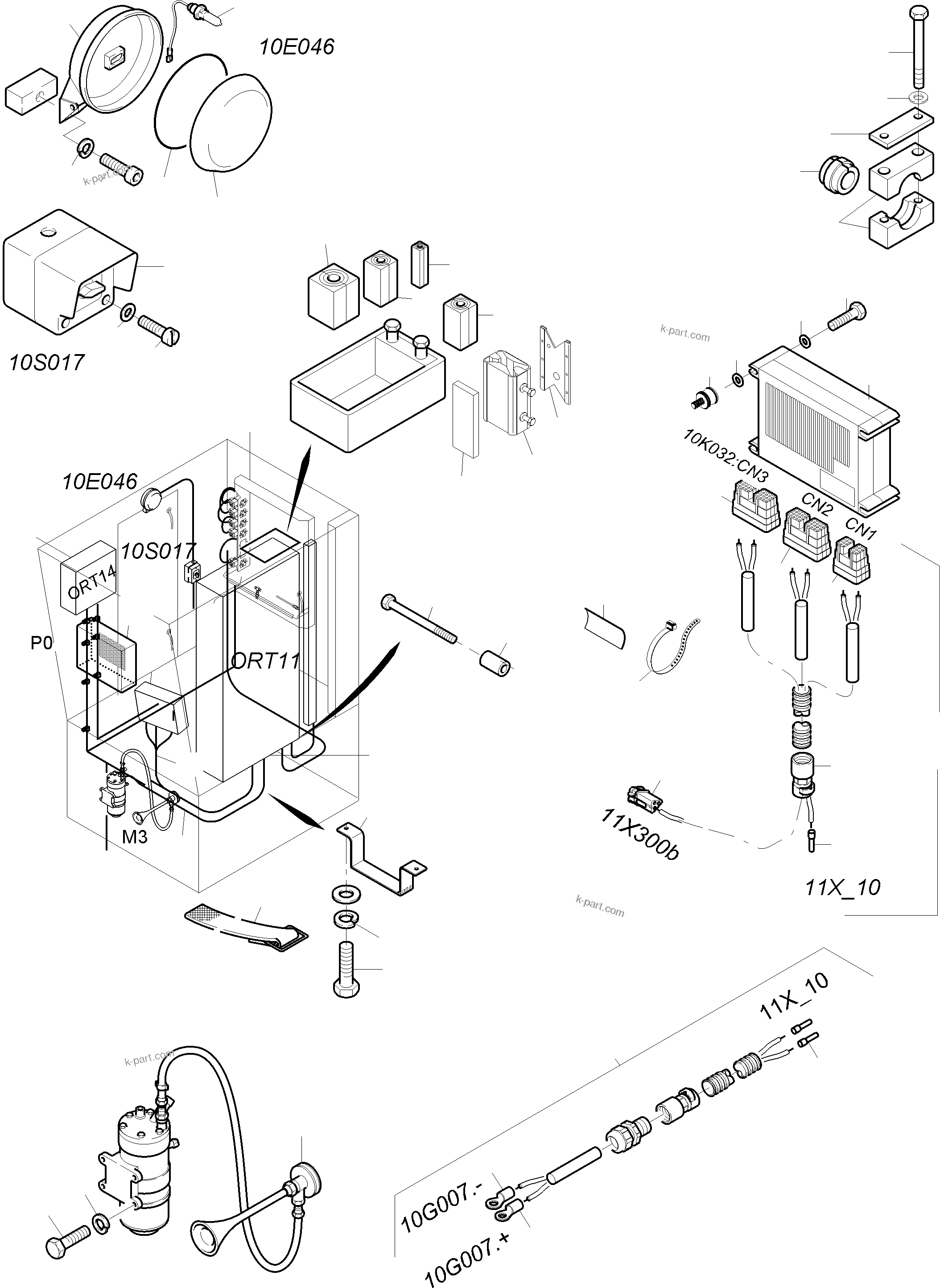 Komatsu parts book diagram for PC3000-6 S/N 06381: ELECTRIC - CAB SUPPORT KOMTRAX