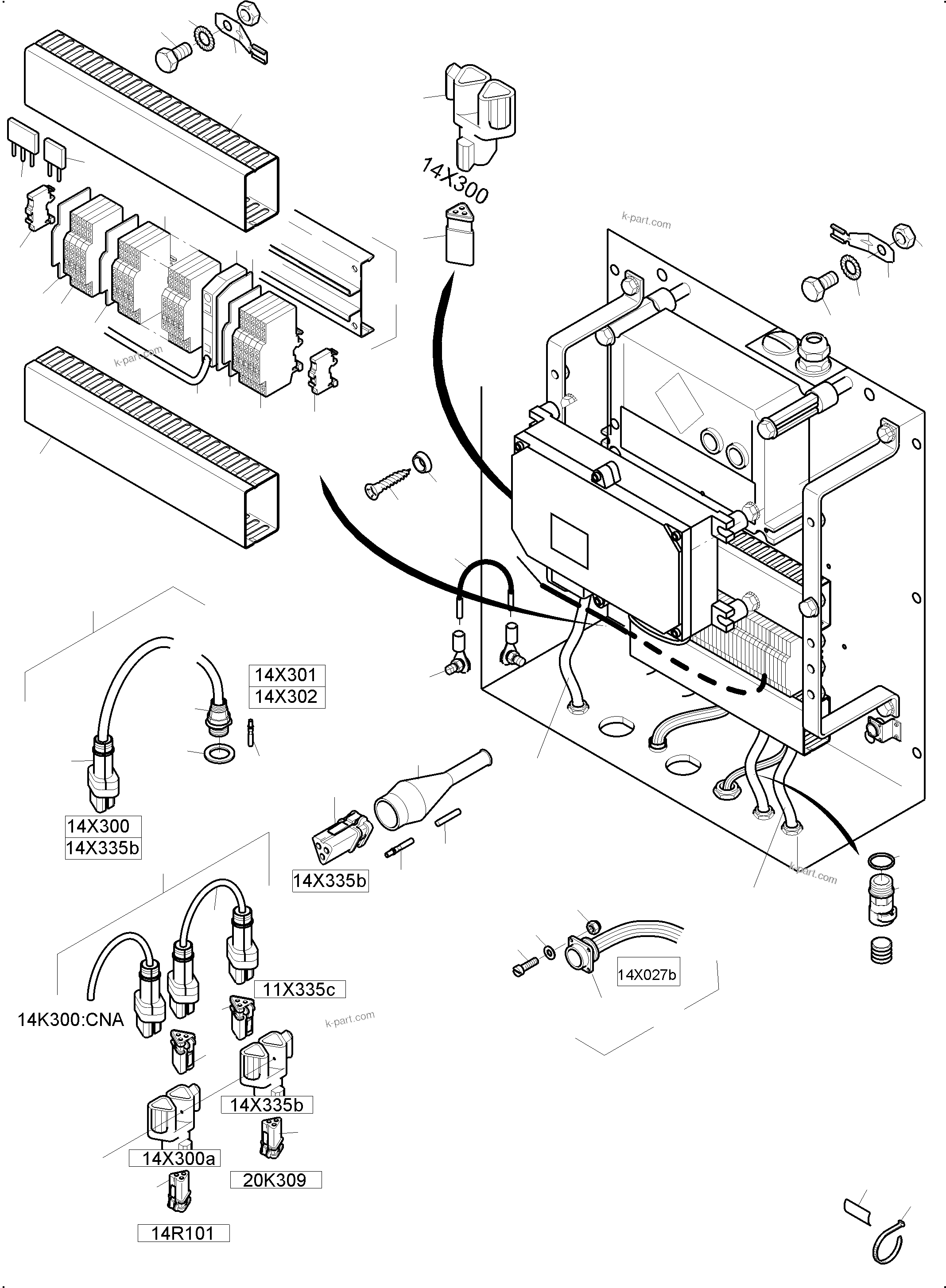Komatsu parts book diagram for PC3000-6 S/N 06381: TERMINALBOX ORT 14