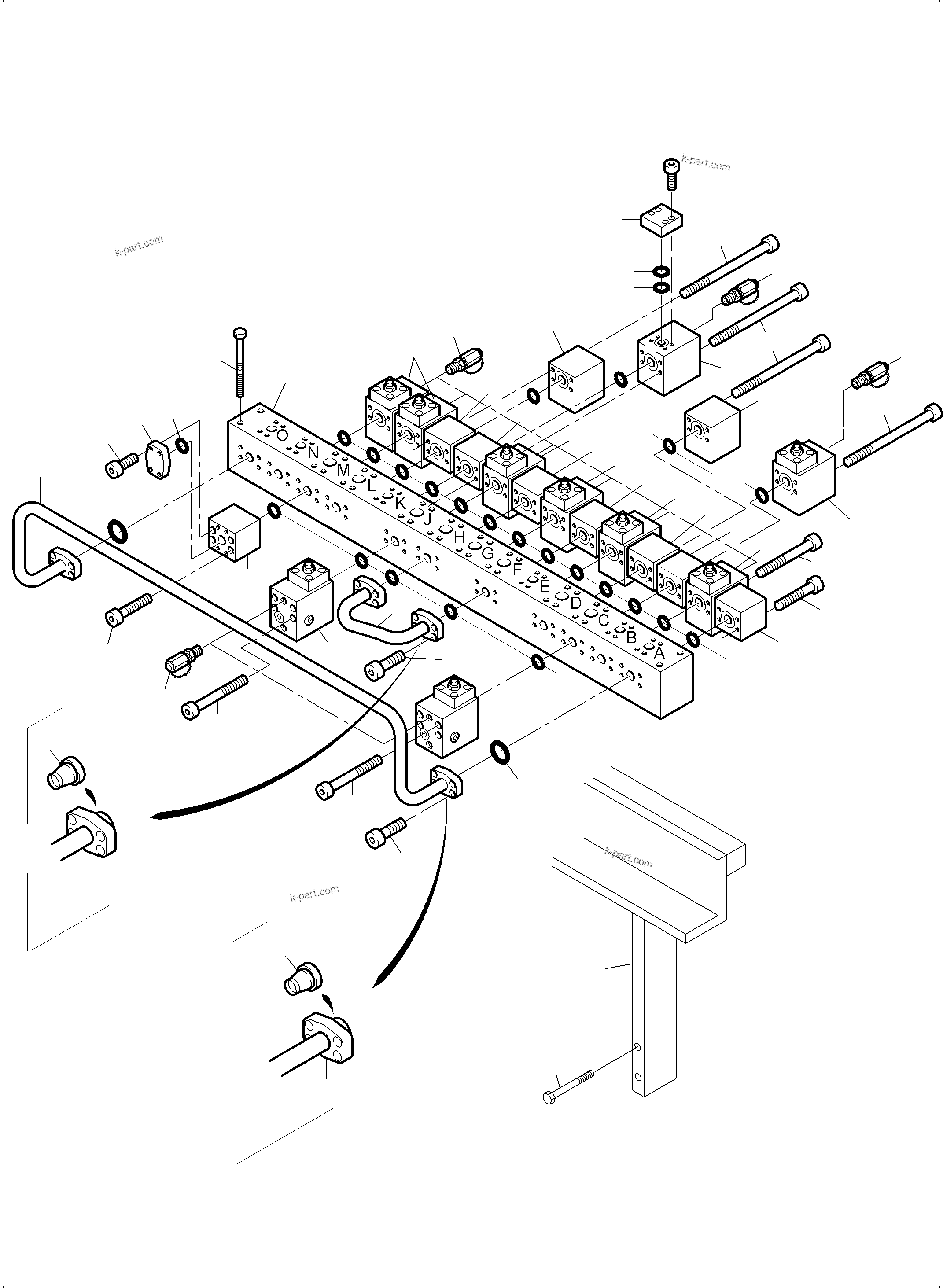 Komatsu parts book diagram for PC3000-6 S/N 06381: MANIFOLD (BBE)