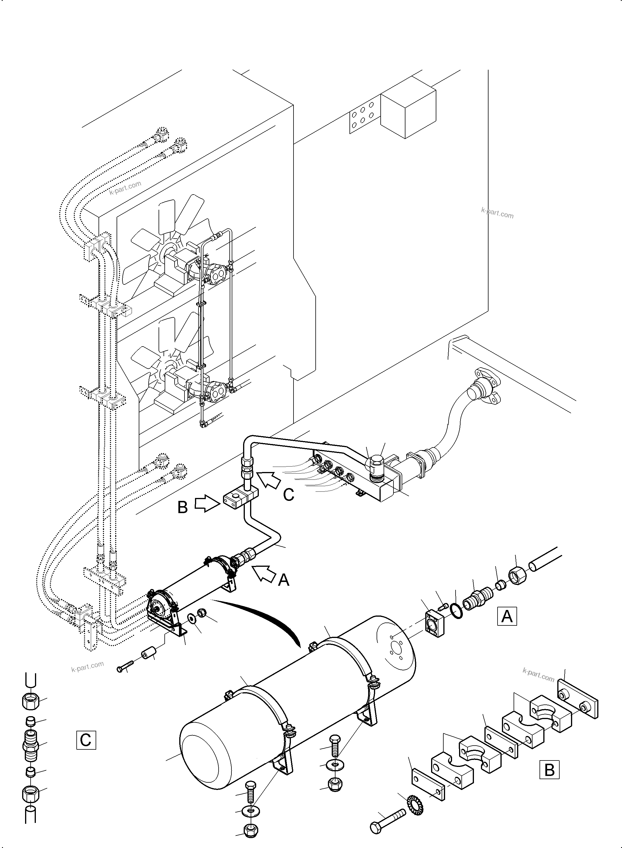 Komatsu parts book diagram for PC3000-6 S/N 06381: MODIFICATION PISTON ACCUMULATOR