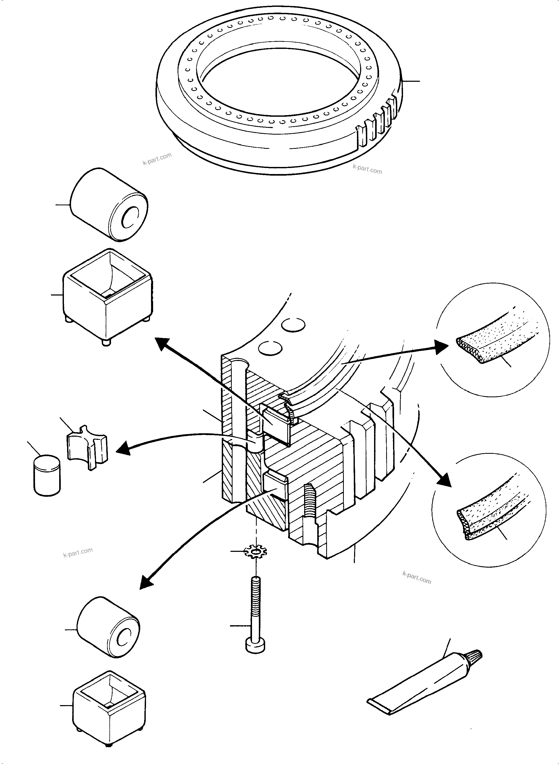 Komatsu parts book diagram for PC3000-6 S/N 06382: SLEW RING