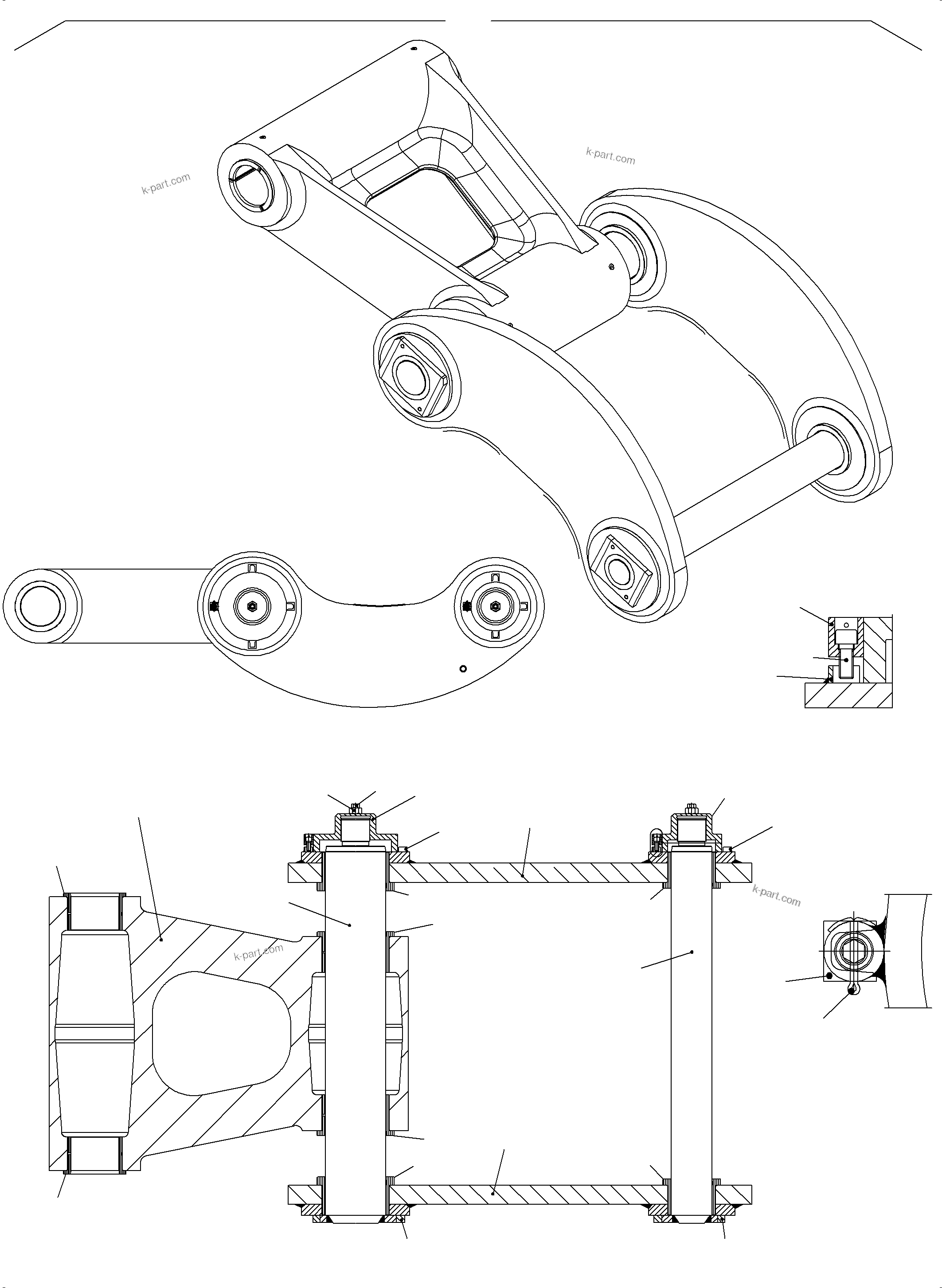 Komatsu parts book diagram for PC3000-6 S/N 06382: STEERING AND ROD