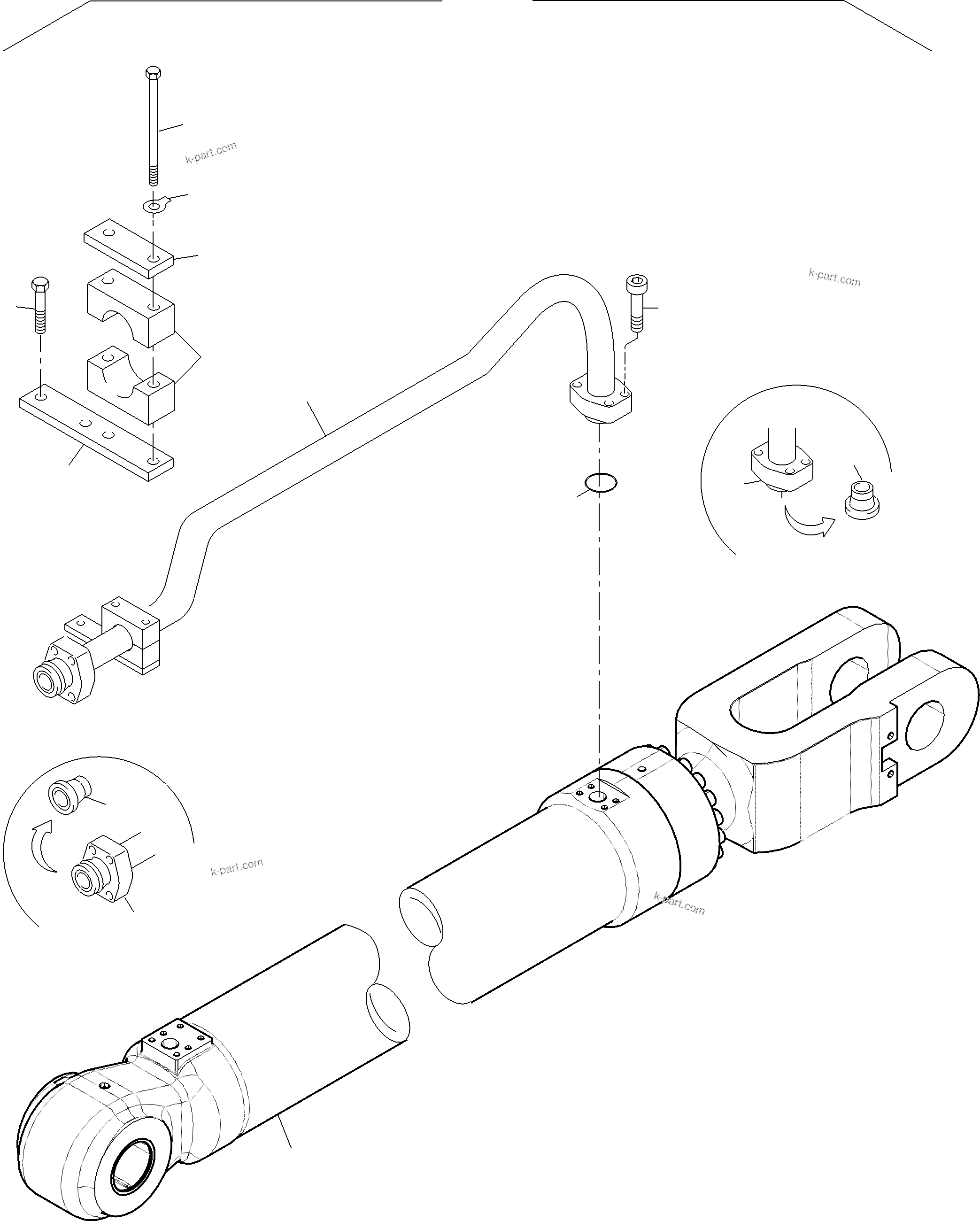Komatsu parts book diagram for PC3000-6 S/N 06382: STICK CYLINDER WITH PIPES