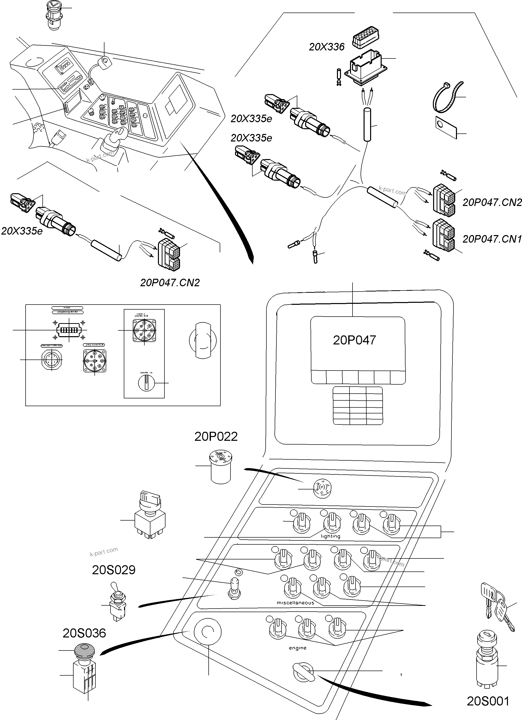 Komatsu parts book diagram for PC3000-6 S/N 06382: OPERATION PANEL