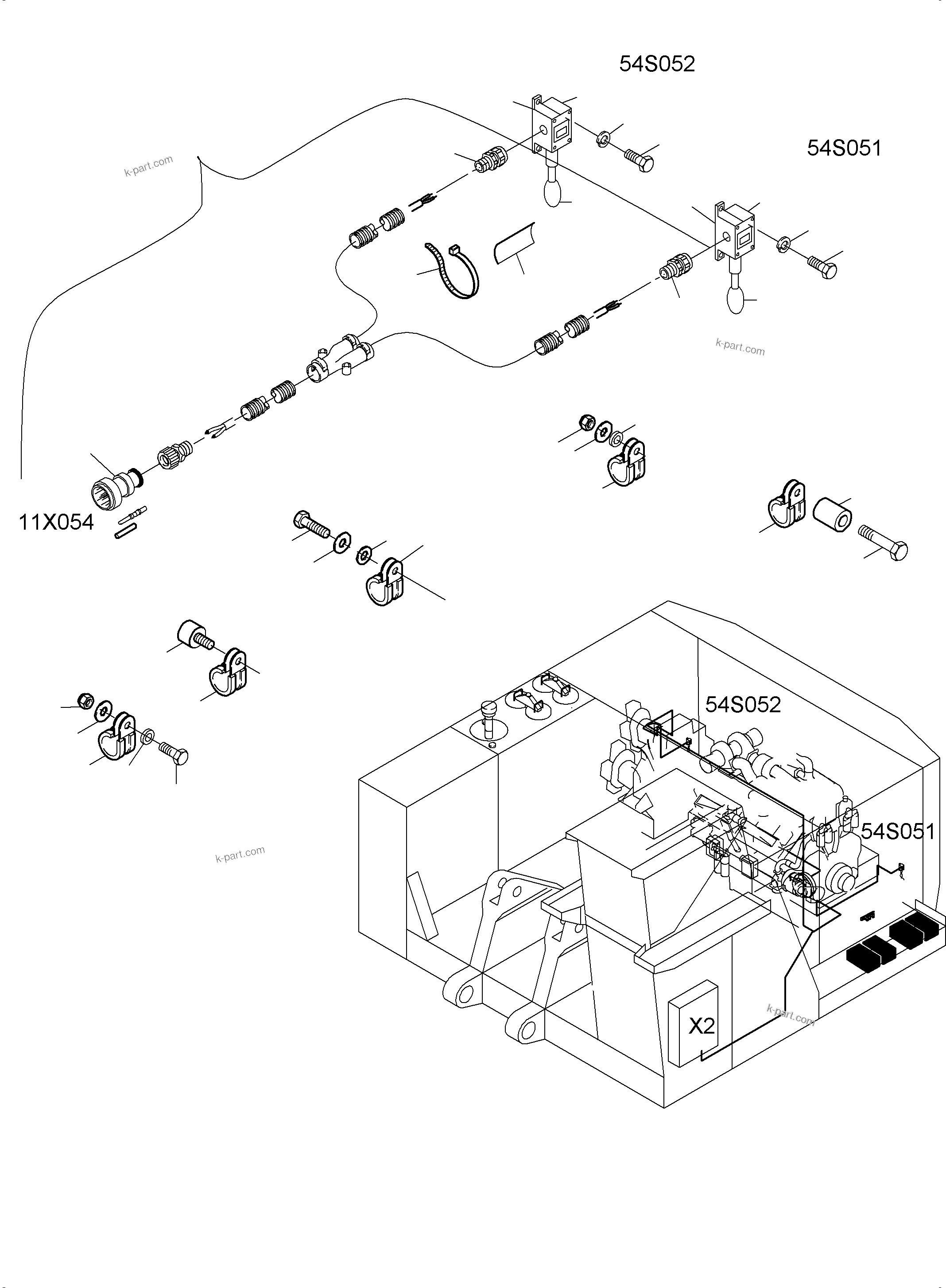 Komatsu parts book diagram for PC3000-6 S/N 06382: MOVEMENT SIGNAL INSTALLATION - EMERGENCY STOP FROM FLOOR