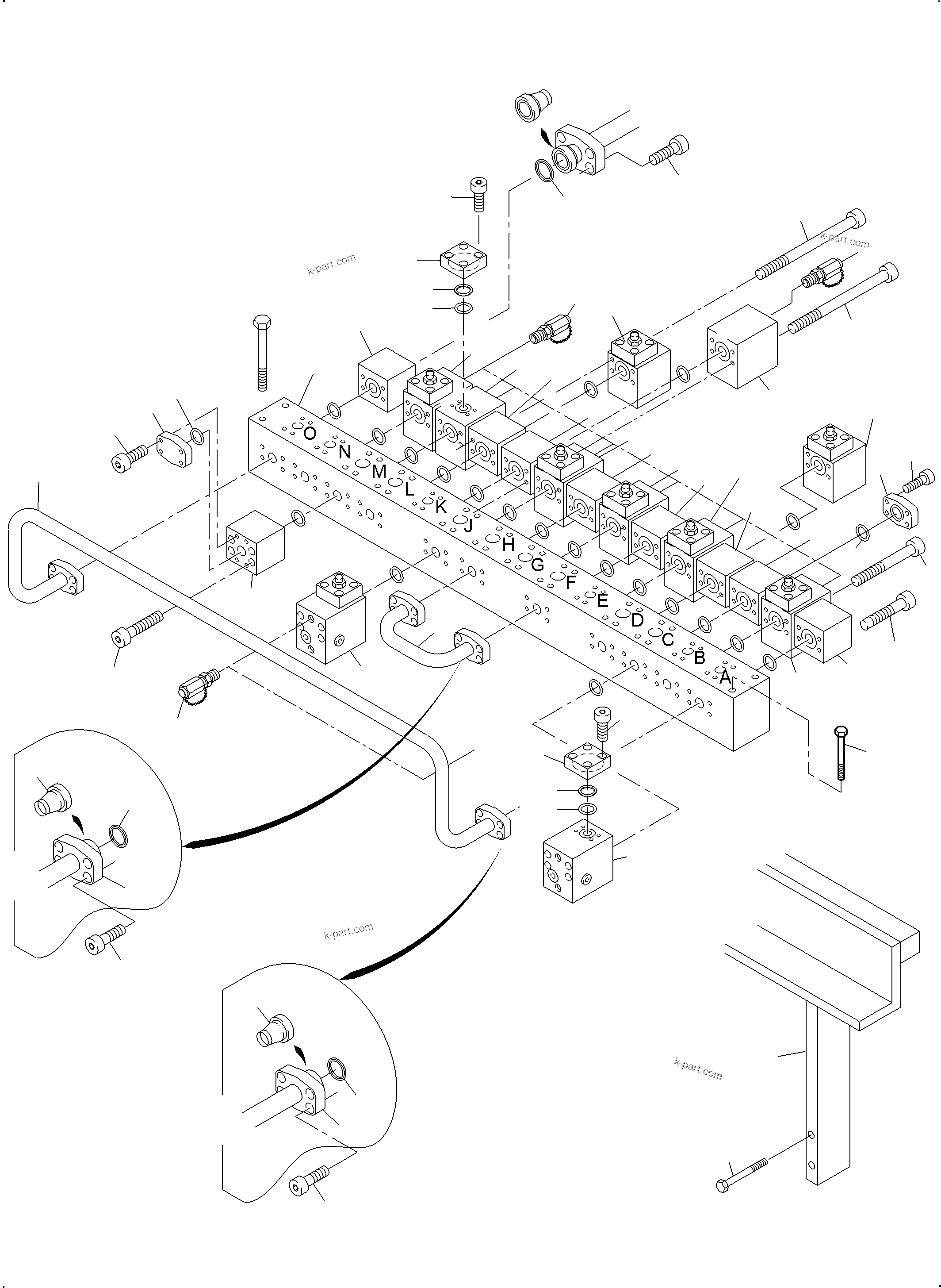 Komatsu parts book diagram for PC3000-6 S/N 06382: MANIFOLD (BE)