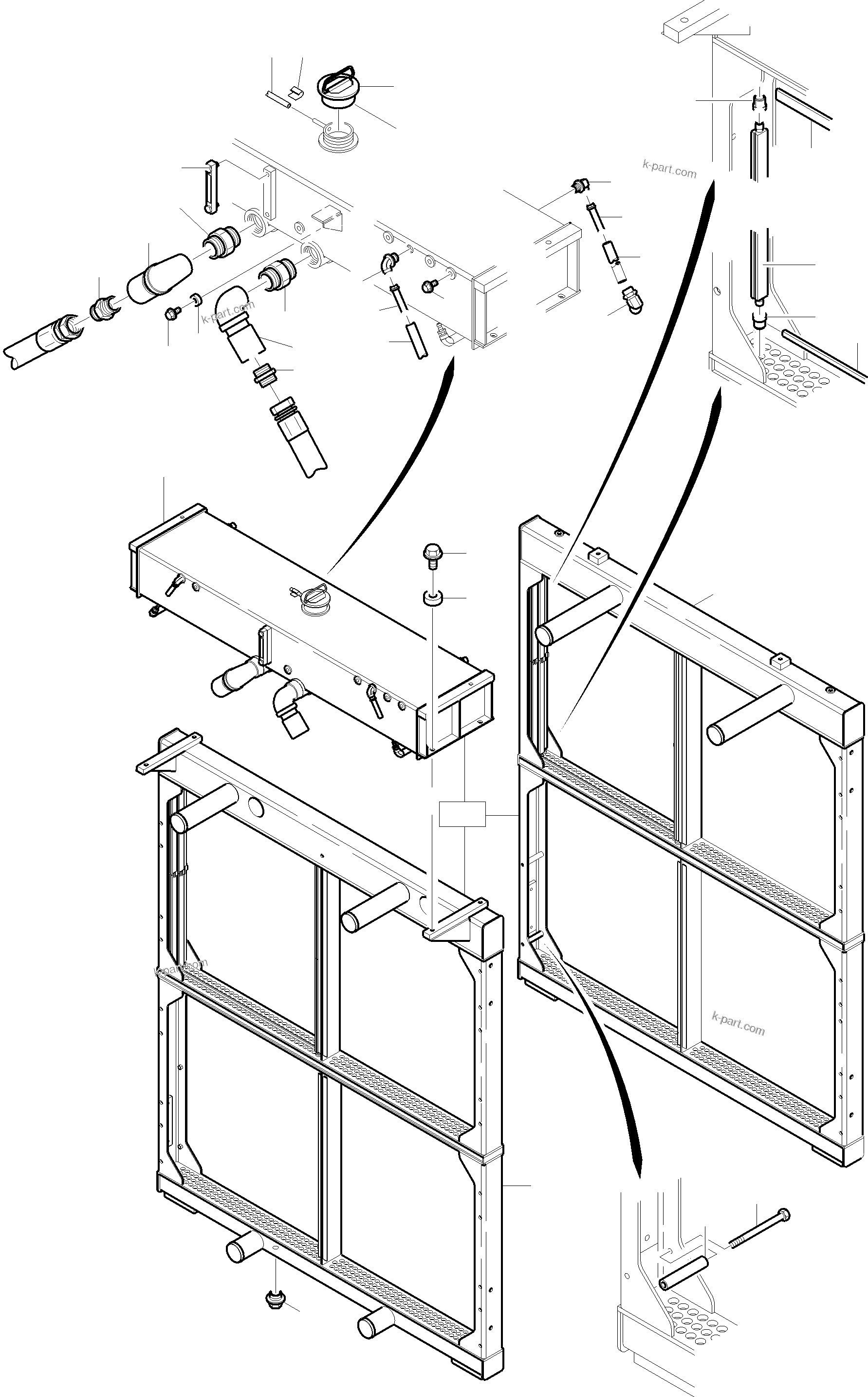 Komatsu parts book diagram for PC3000-6 S/N 06382: RADIATOR