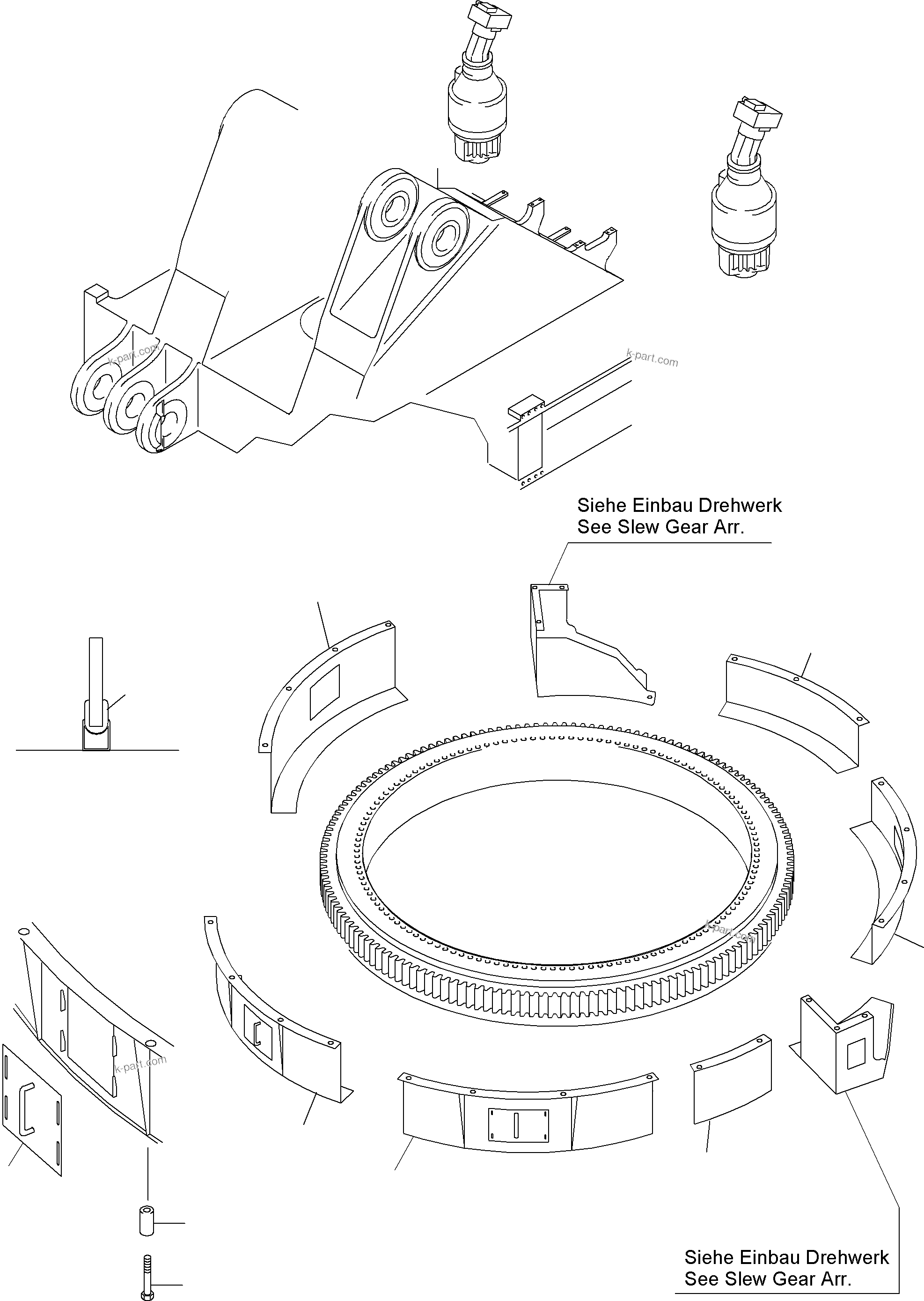 Komatsu parts book diagram for PC4000-6 S/N 08164: SLEW RING PROTECTION