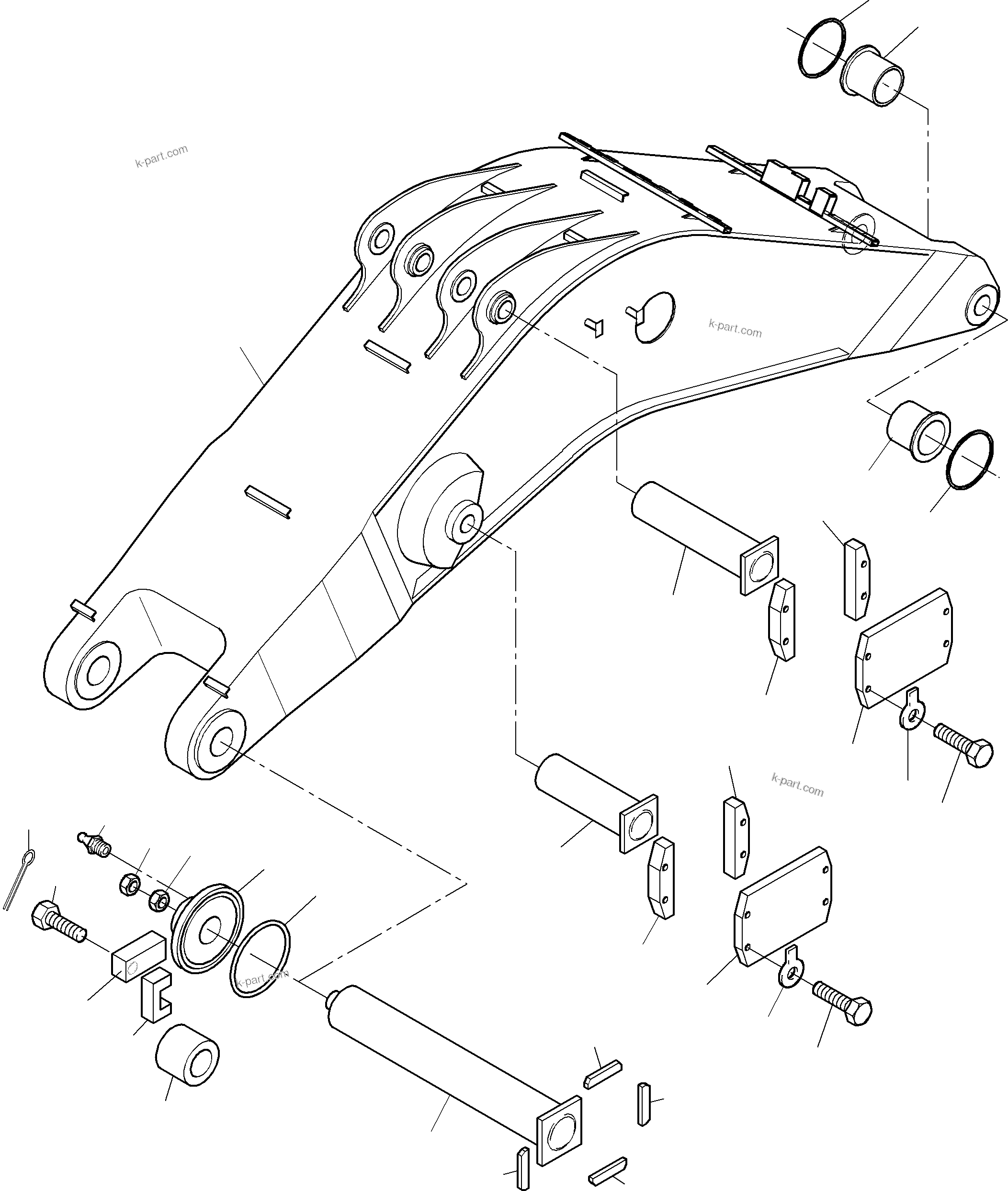 Komatsu parts book diagram for PC4000-6 S/N 08164: BOOM BACKHOE EQUIPMENT 9,75 M