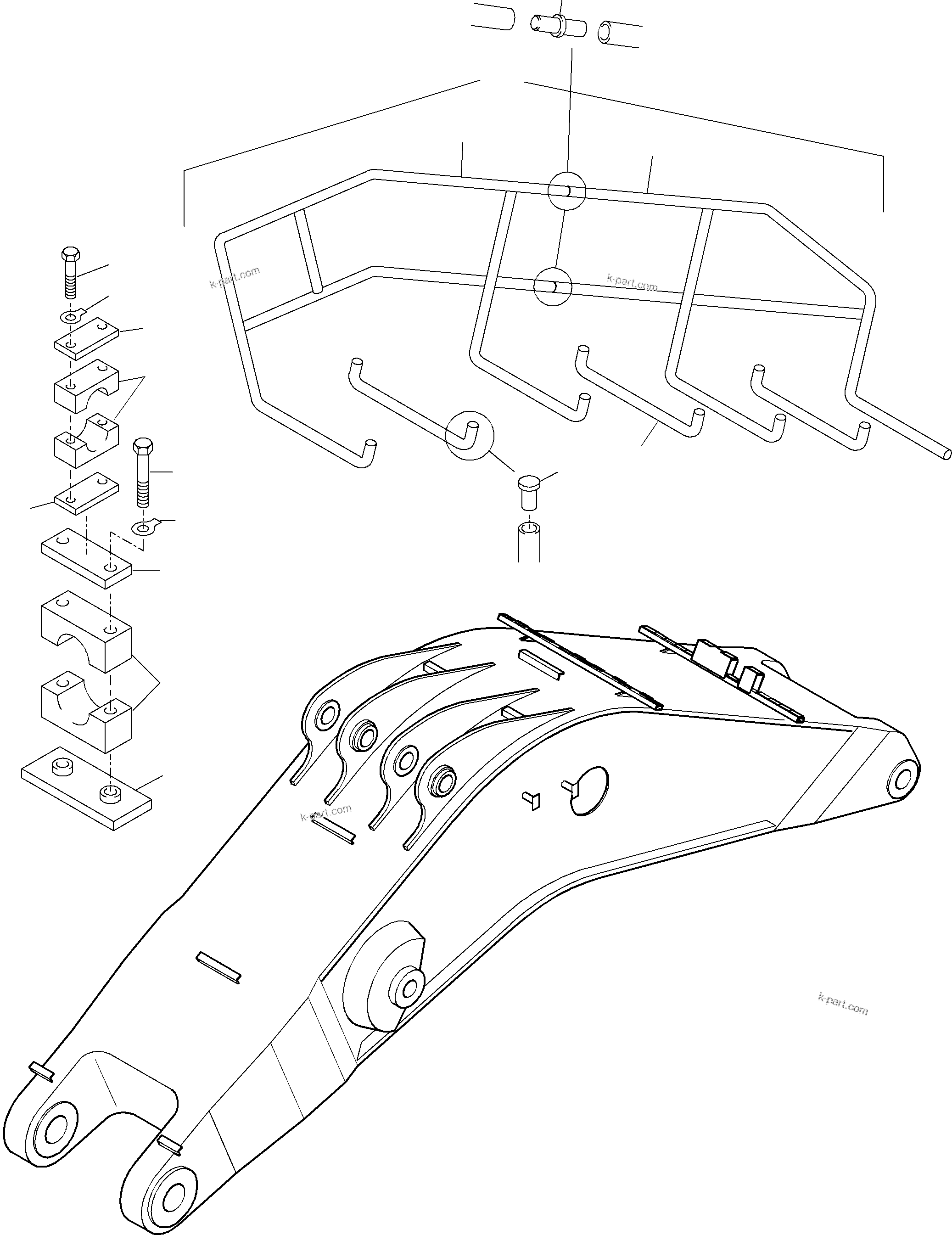 Komatsu parts book diagram for PC4000-6 S/N 08164: LADDER - BACKHOE BOOM 9,75 M