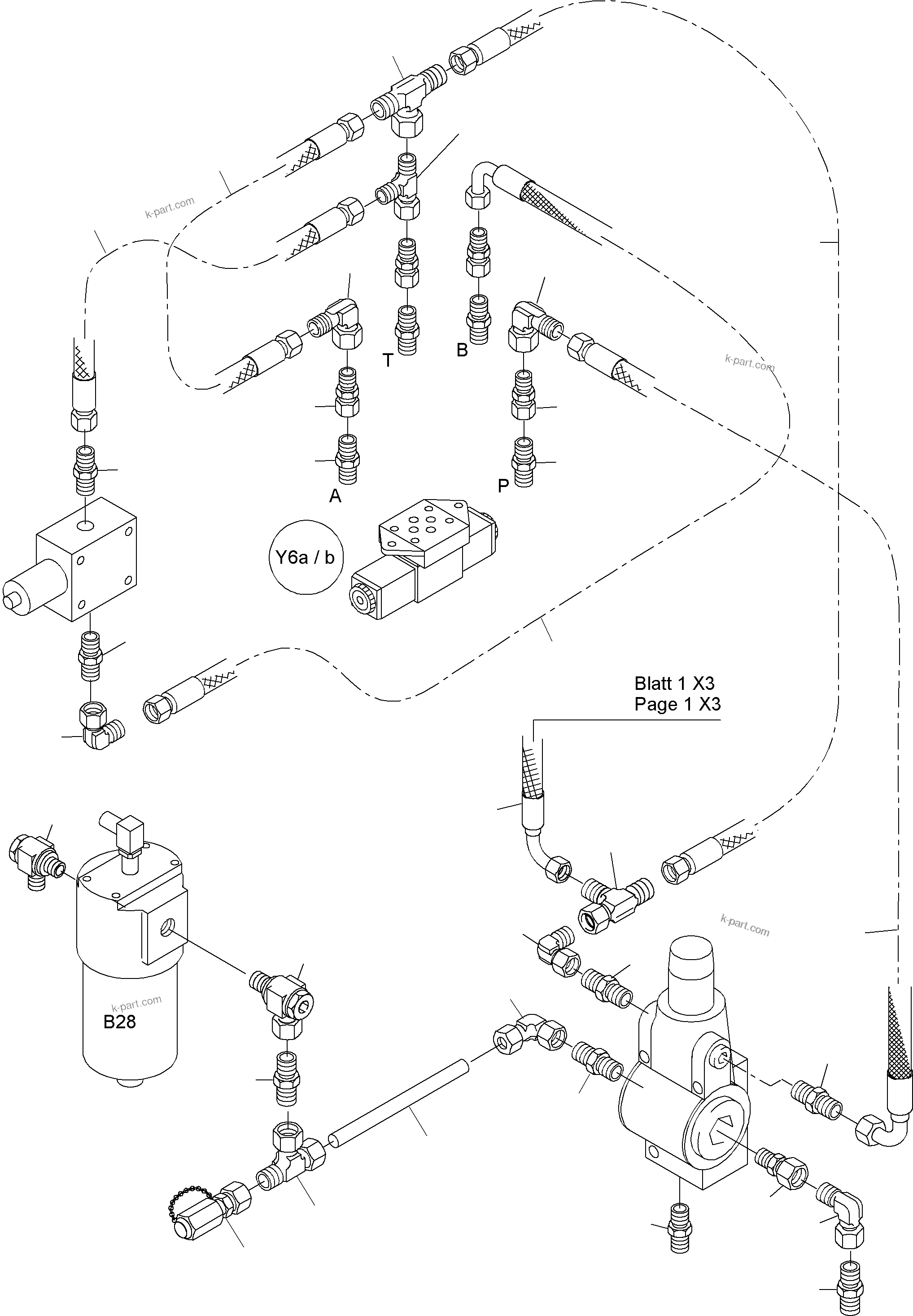 Komatsu parts book diagram for PC4000-6 S/N 08164: CONTROL- AND FILTER PLATE PIPING