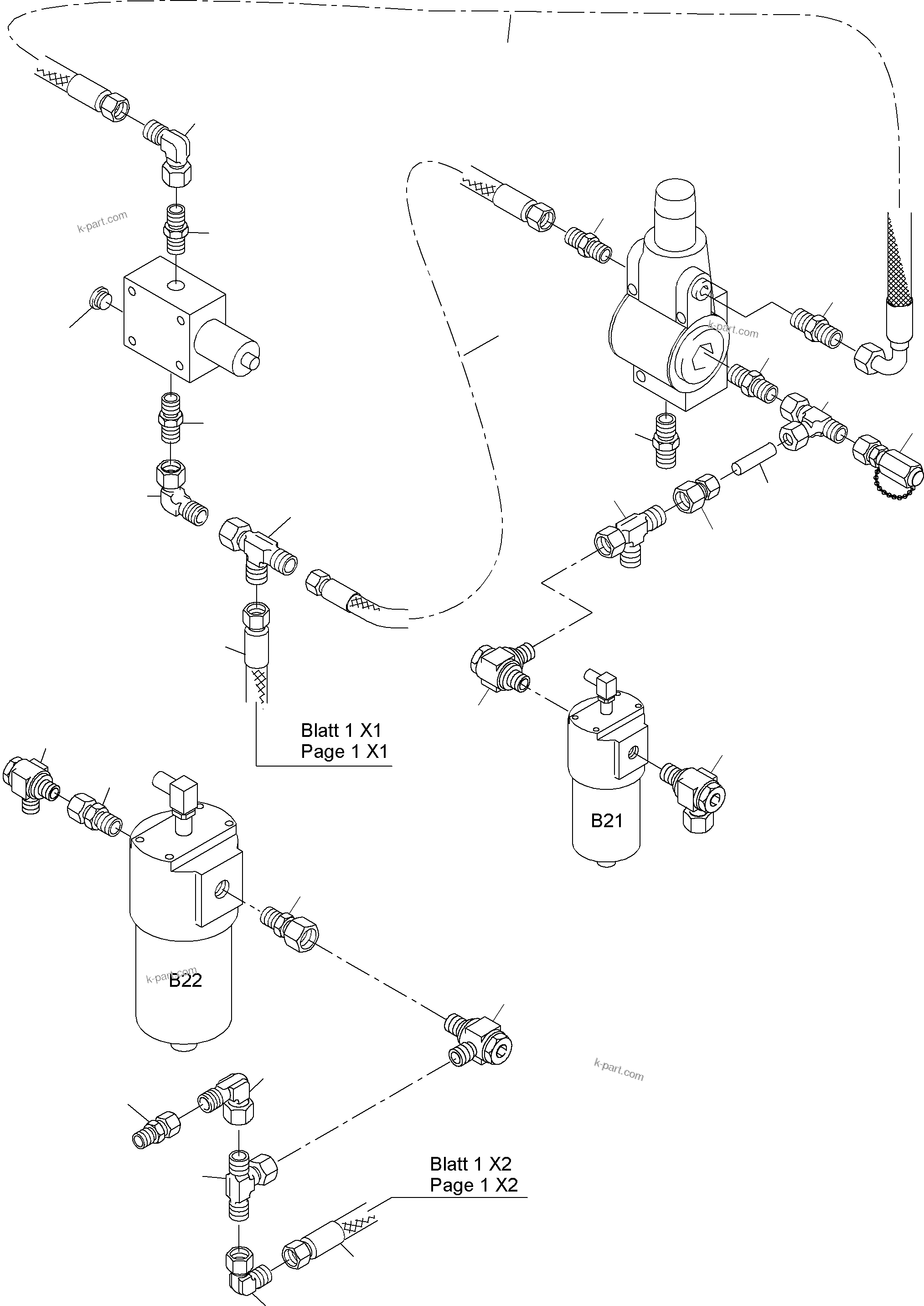 Komatsu parts book diagram for PC4000-6 S/N 08164: CONTROL- AND FILTER PLATE PIPING