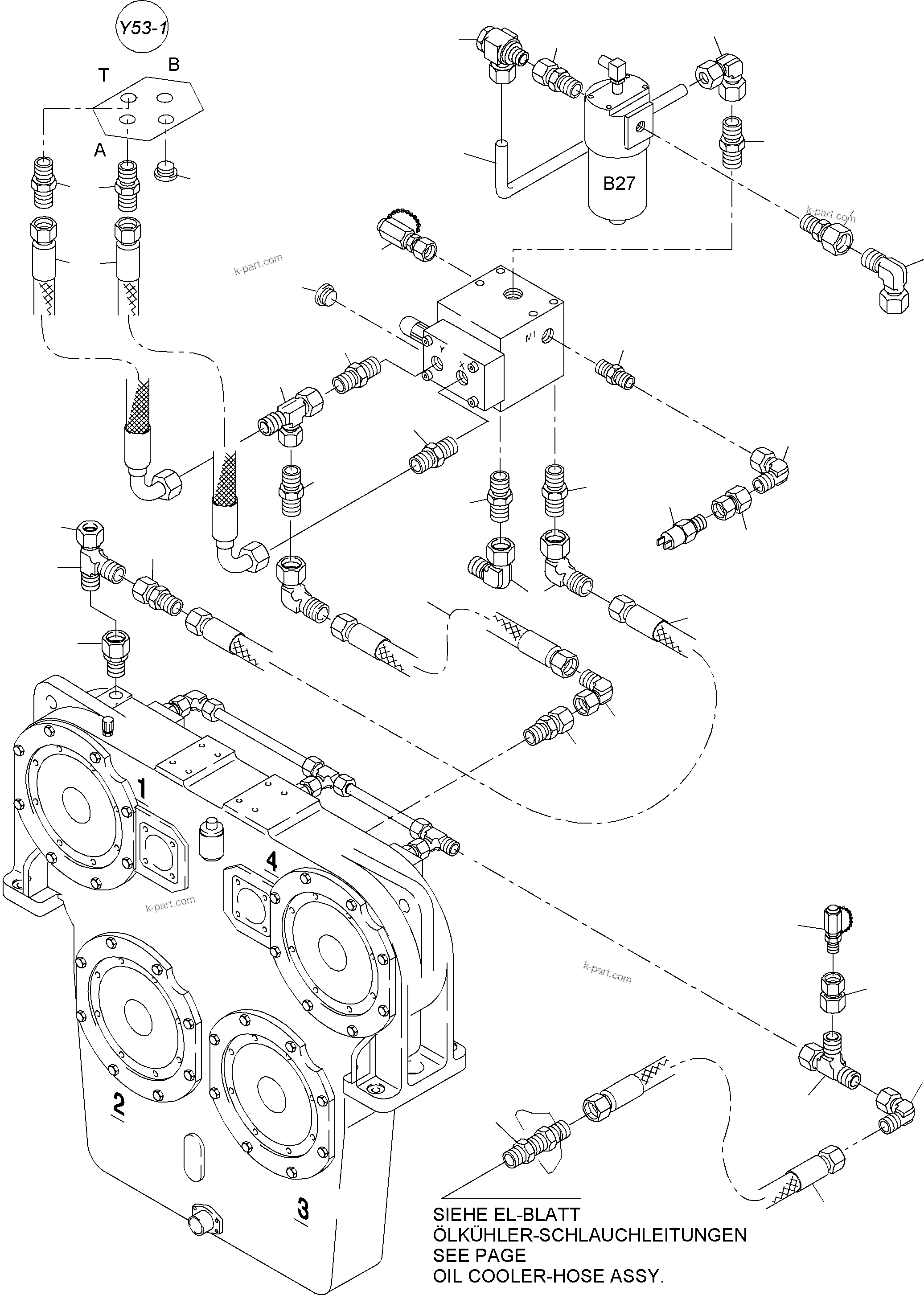 Komatsu parts book diagram for PC4000-6 S/N 08164: CONTROL- AND FILTER PLATE PIPING