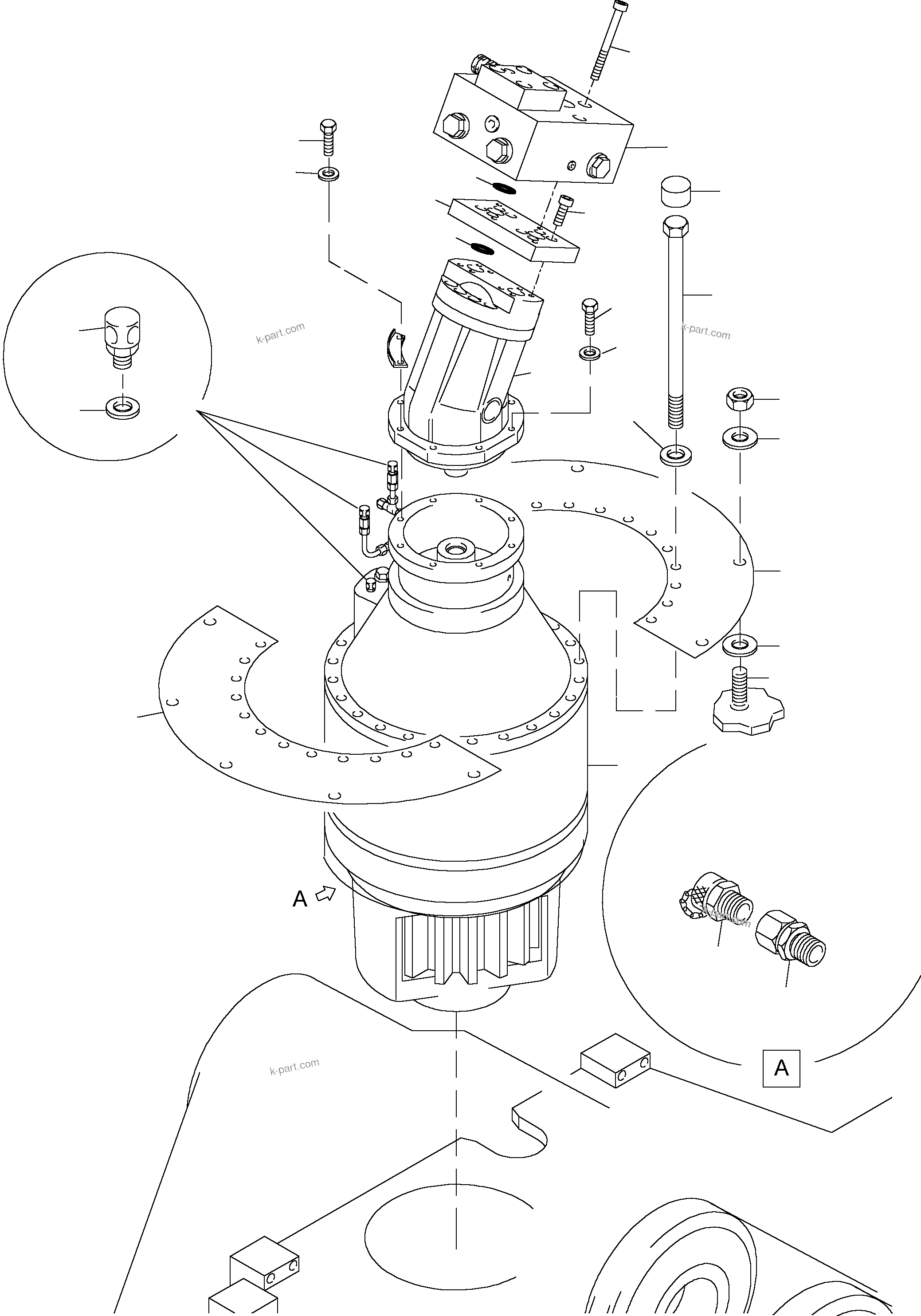 Komatsu parts book diagram for PC4000-6 S/N 08164: SLEW GEAR ARR.
