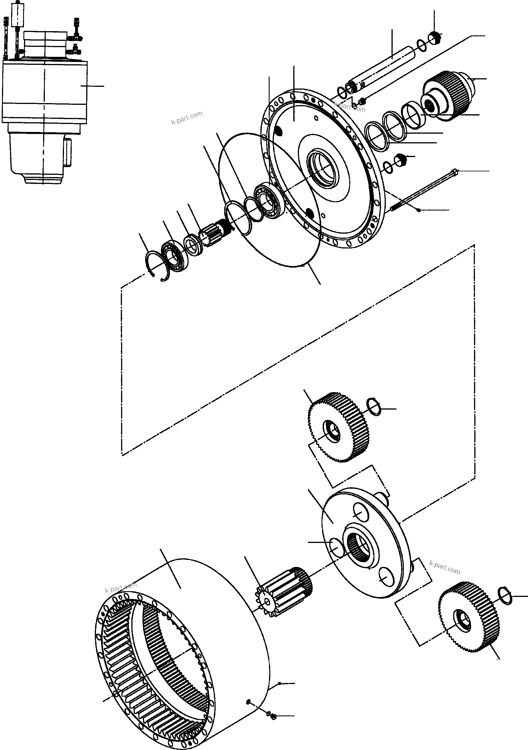 Komatsu parts book diagram for PC4000-6 S/N 08164: SLEW GEAR