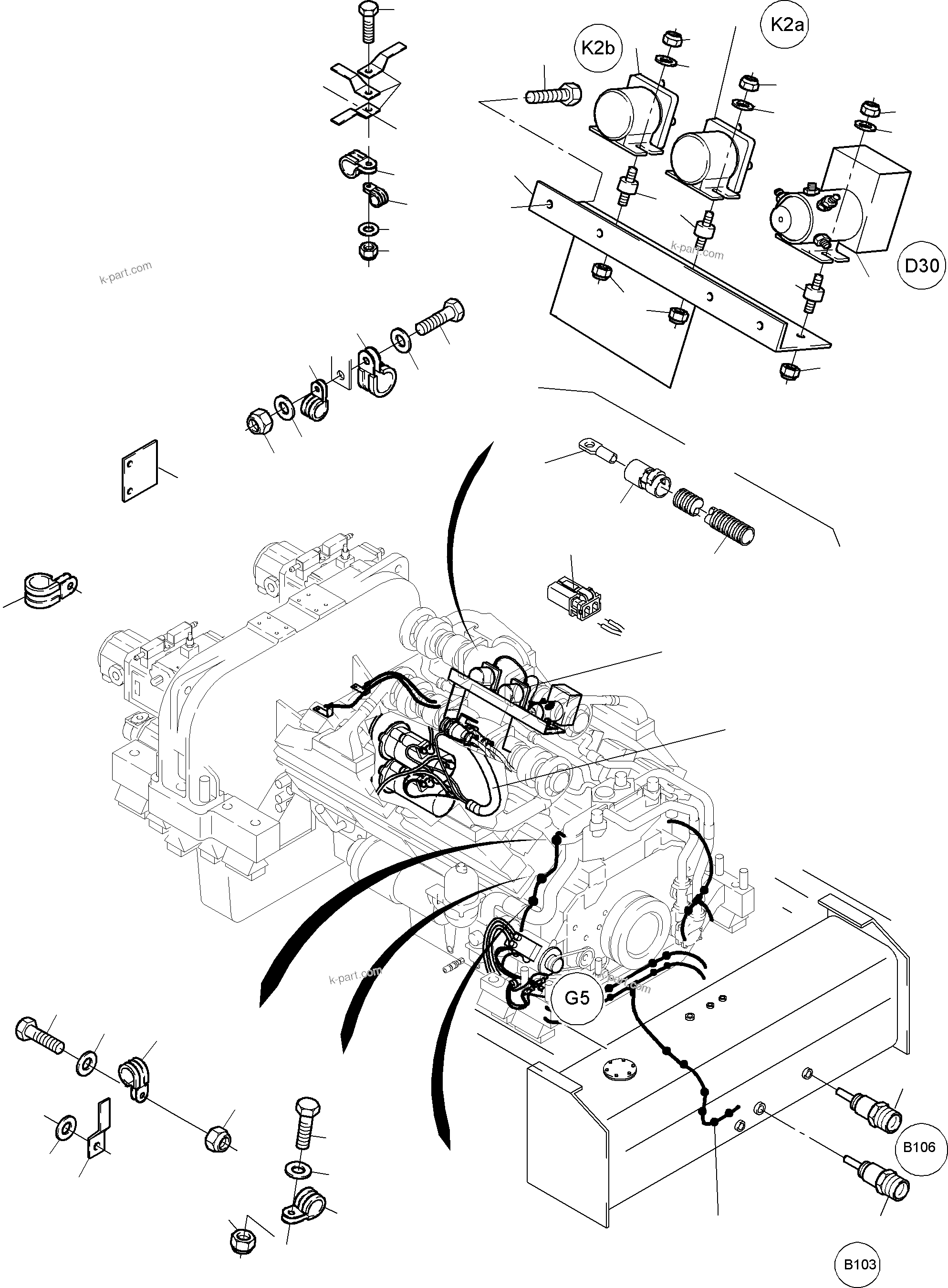 Komatsu parts book diagram for PC4000-6 S/N 08164: CABLES - ENGINE AND TRANSMITTER