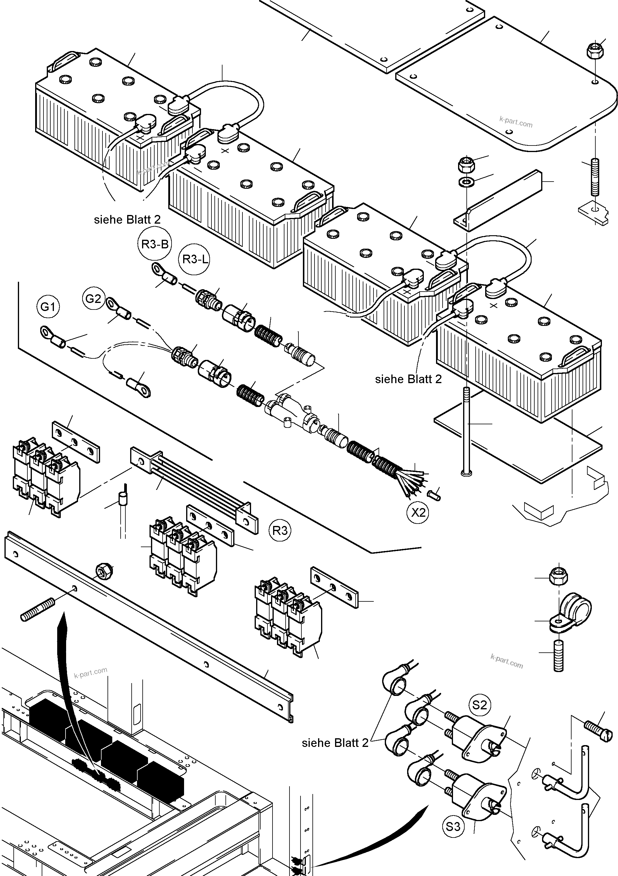 Komatsu parts book diagram for PC4000-6 S/N 08164: BATTERIES WITH CABLES