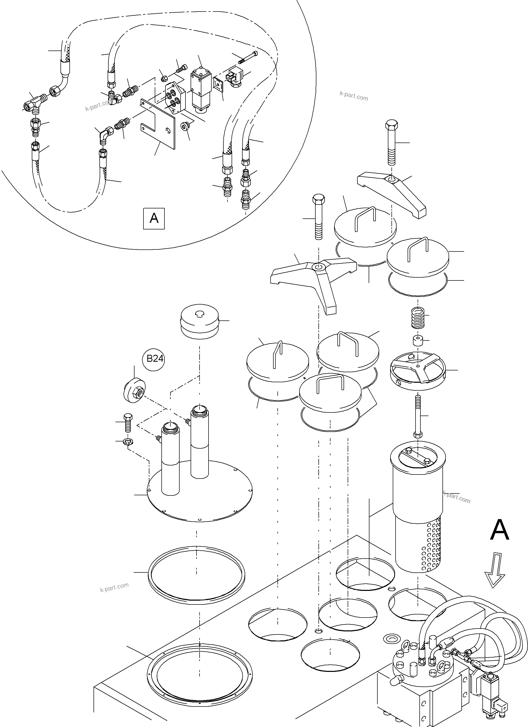 Komatsu parts book diagram for PC4000-6 S/N 08164: MAIN OIL TANK