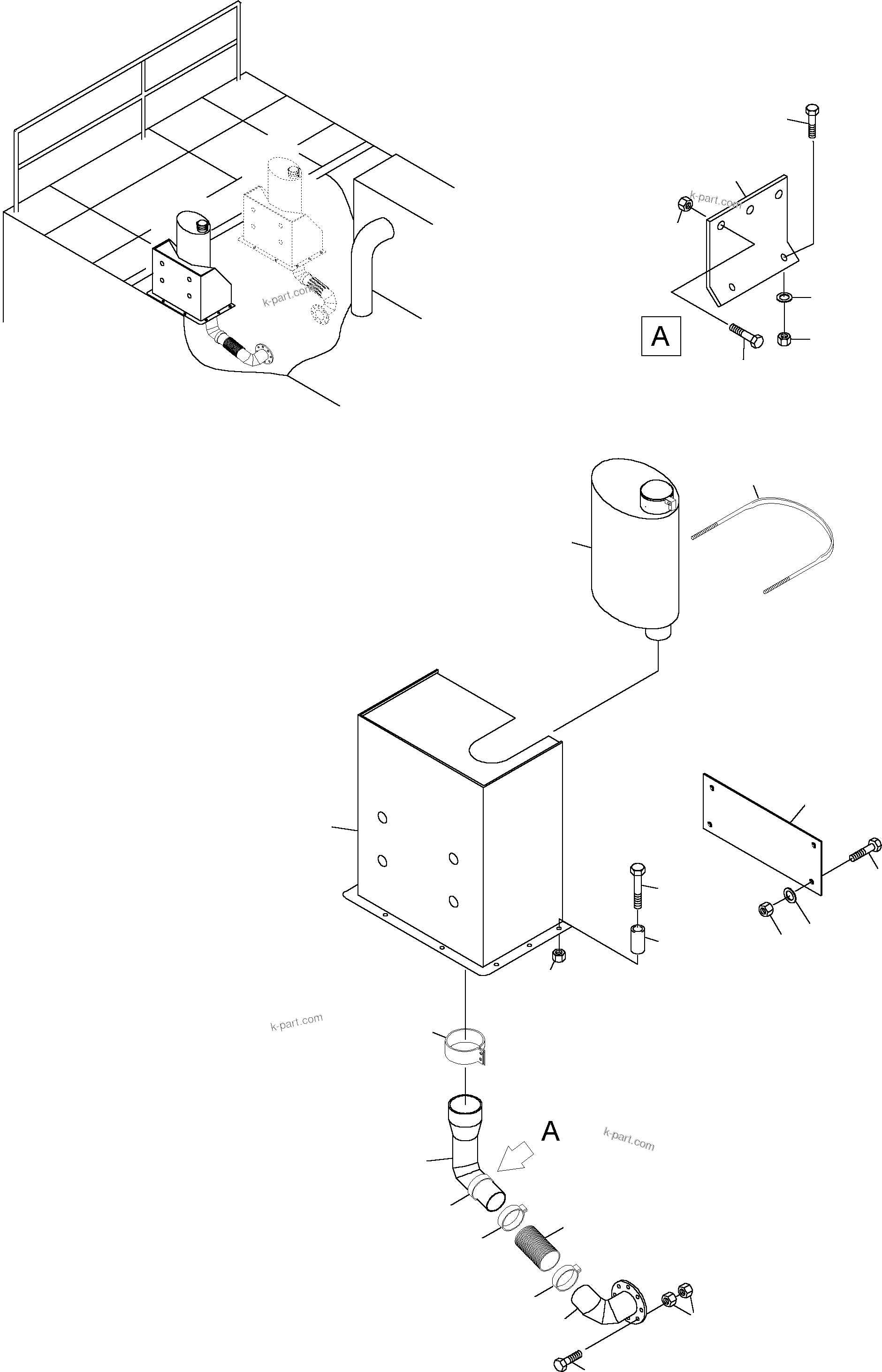 Komatsu parts book diagram for PC4000-6 S/N 08164: EXHAUST SYSTEM