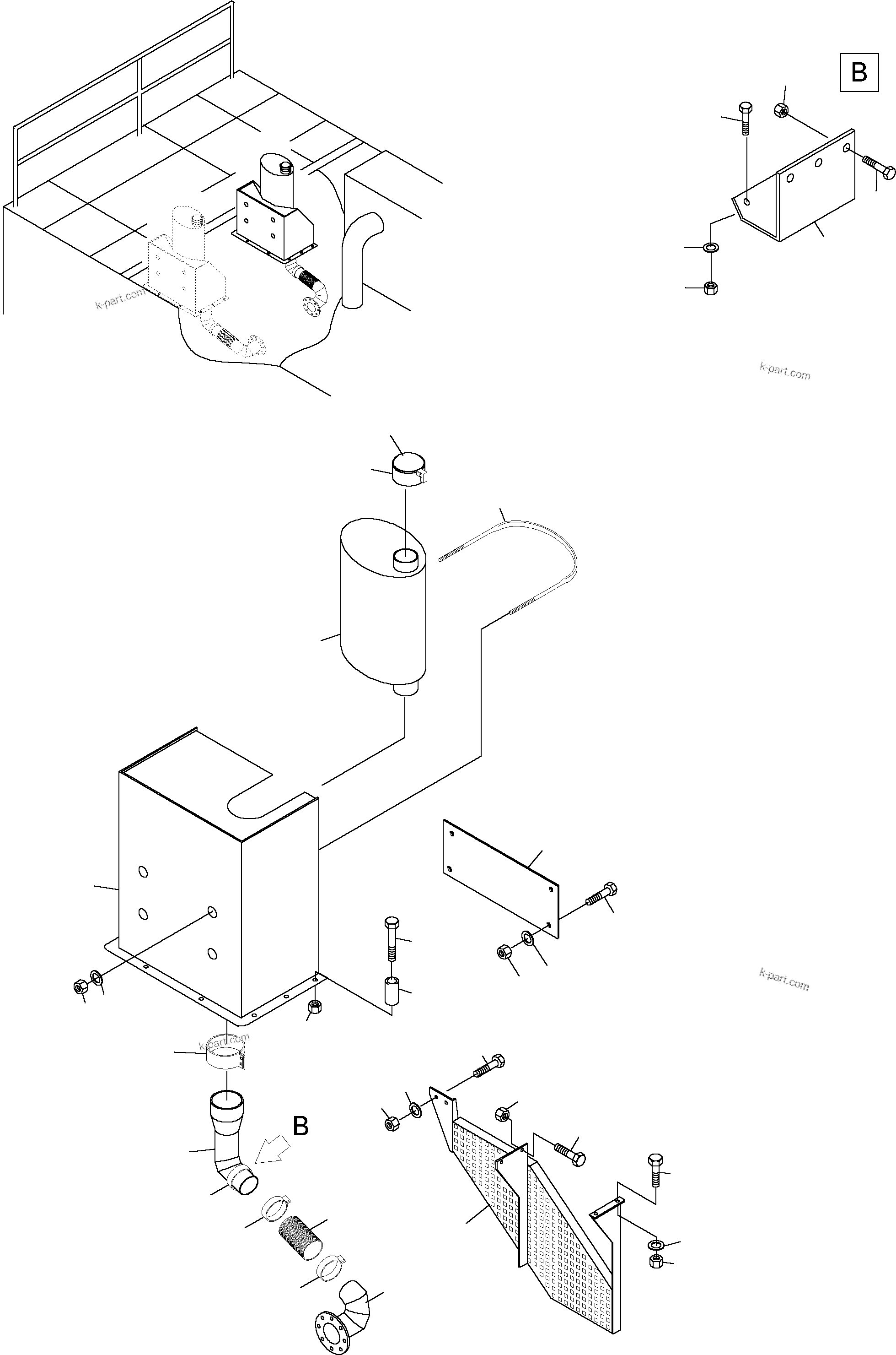 Komatsu parts book diagram for PC4000-6 S/N 08164: EXHAUST SYSTEM