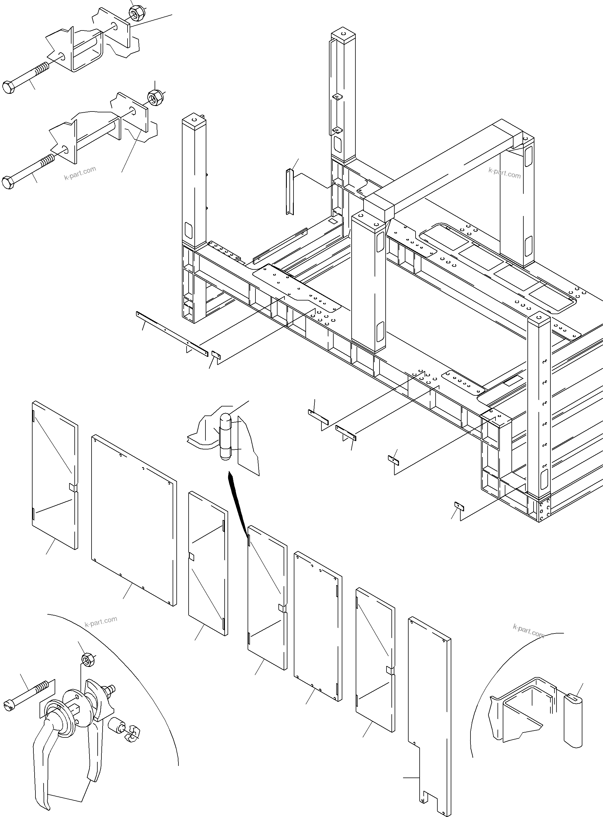 Komatsu parts book diagram for PC4000-6 S/N 08164: COVERING, ENGINE HOUSING