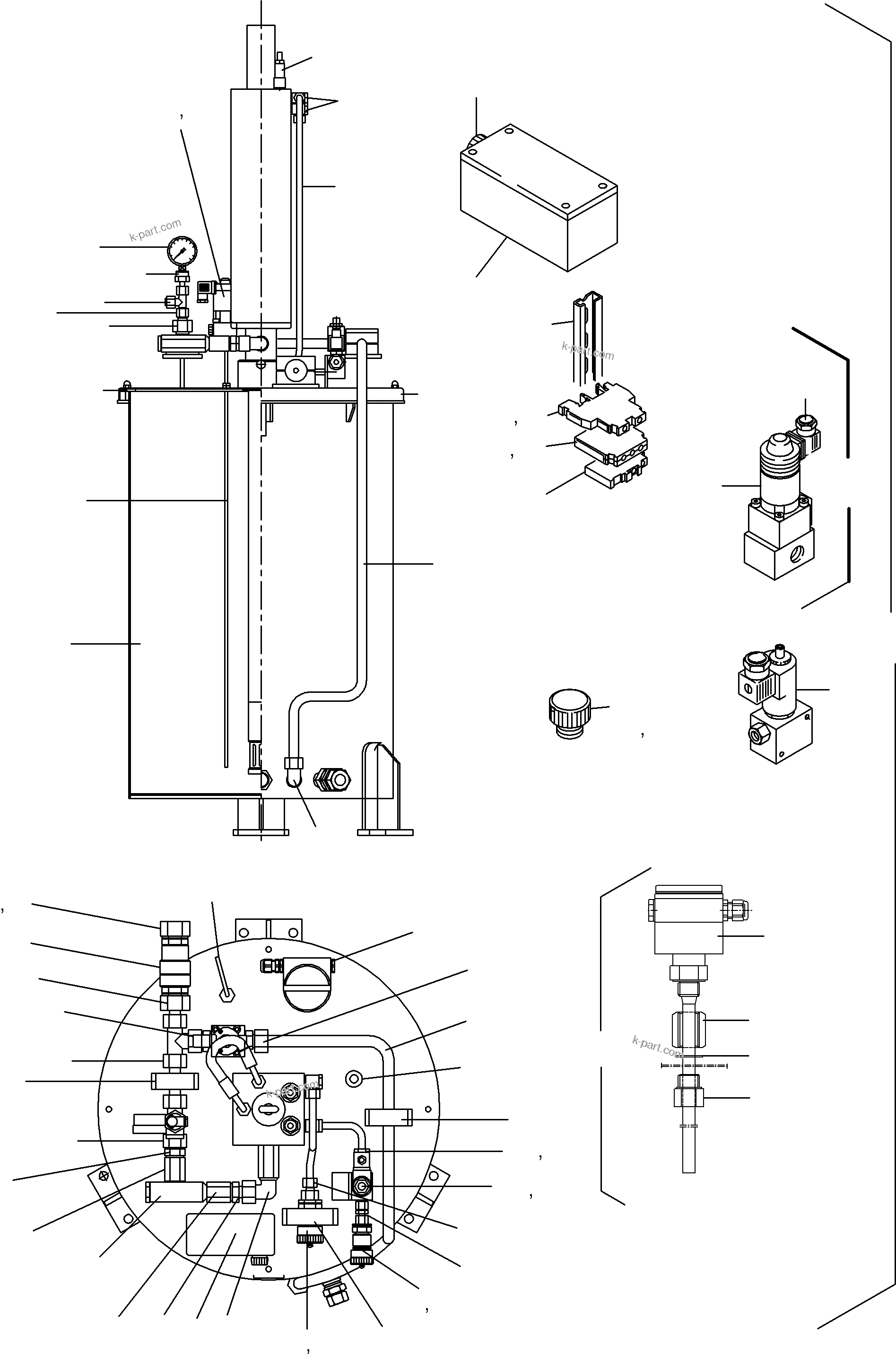 Komatsu parts book diagram for PC4000-6 S/N 08164: LUBE PUMP STATION, FILLING CONNECTION