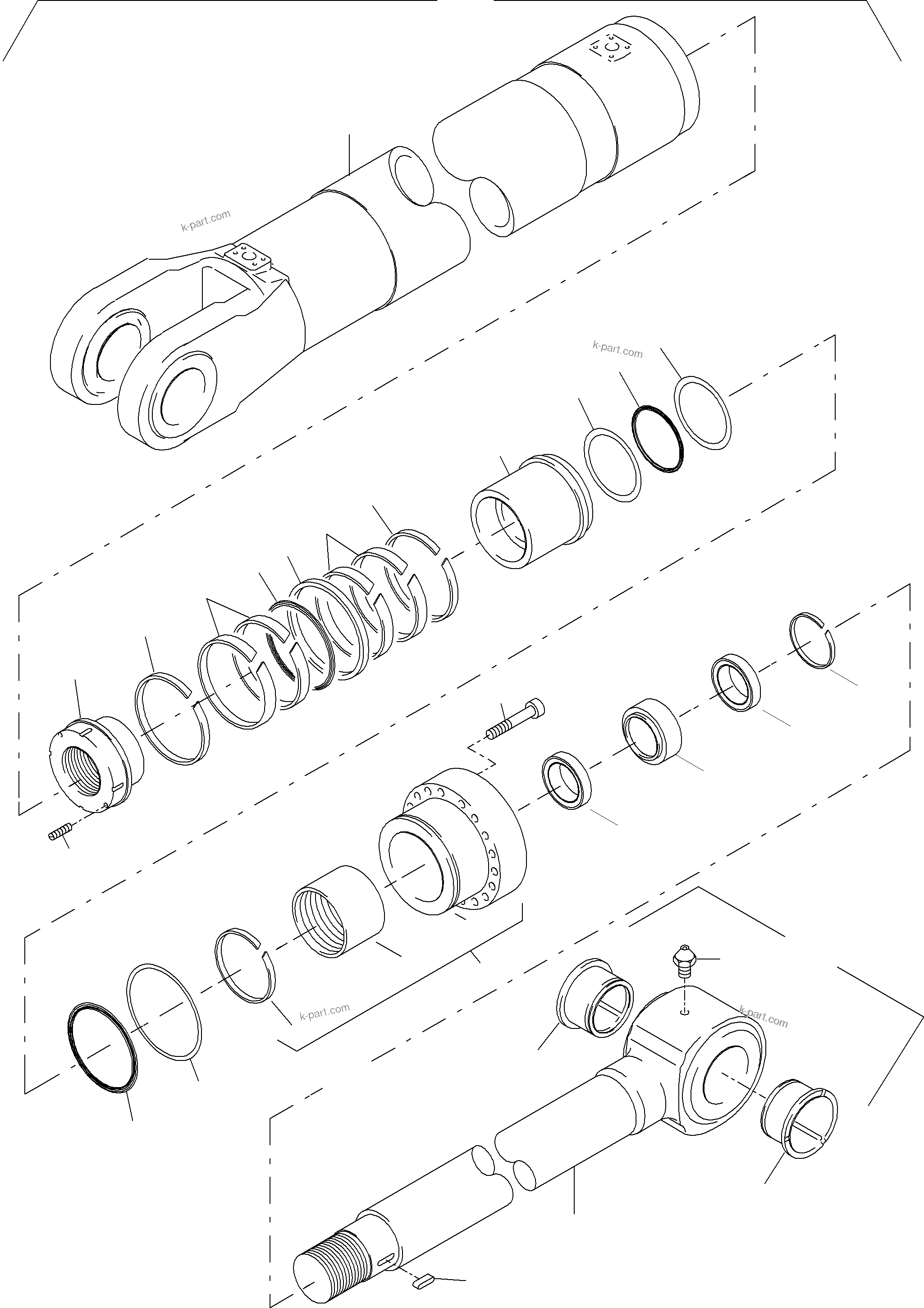 Komatsu parts book diagram for PC4000-6 S/N 08164: HYDRAULIC CYLINDER
