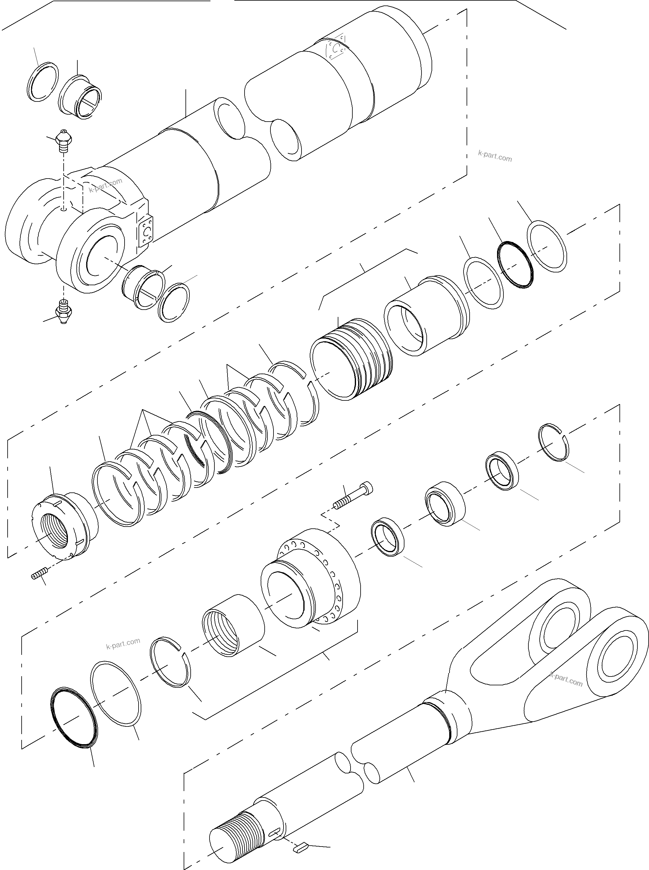 Komatsu parts book diagram for PC4000-6 S/N 08164: HYDRAULIC CYLINDER