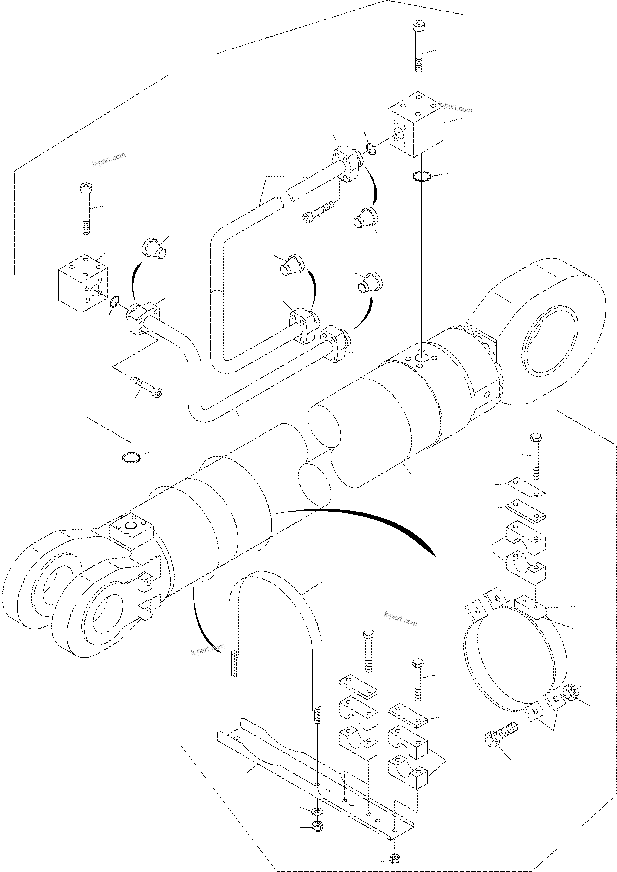 Komatsu parts book diagram for PC4000-6 S/N 08164: PIPING - BACKHOE CYLINDER R.H.