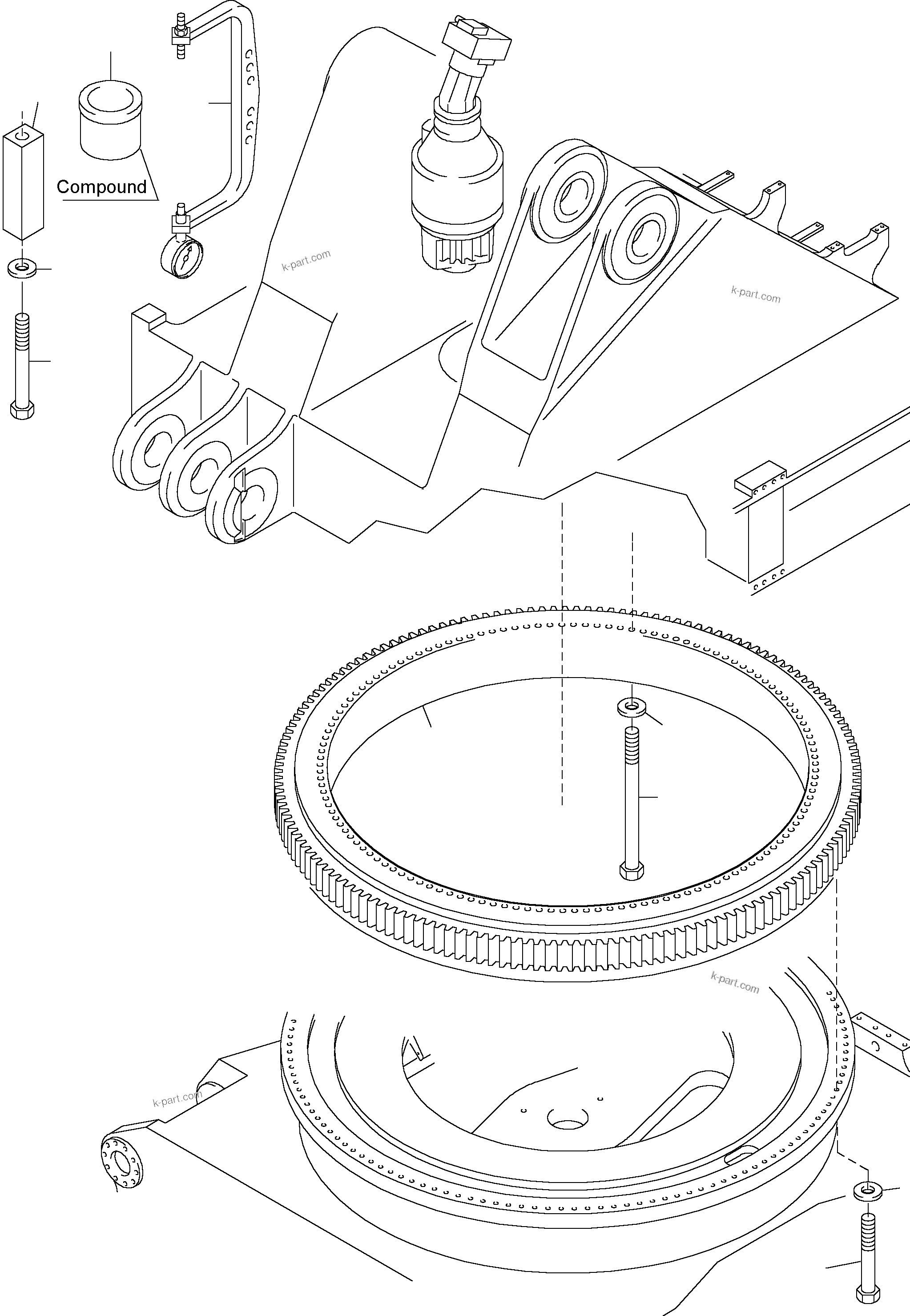 Komatsu parts book diagram for PC4000-6 S/N 08168: SLEW RING ARR.