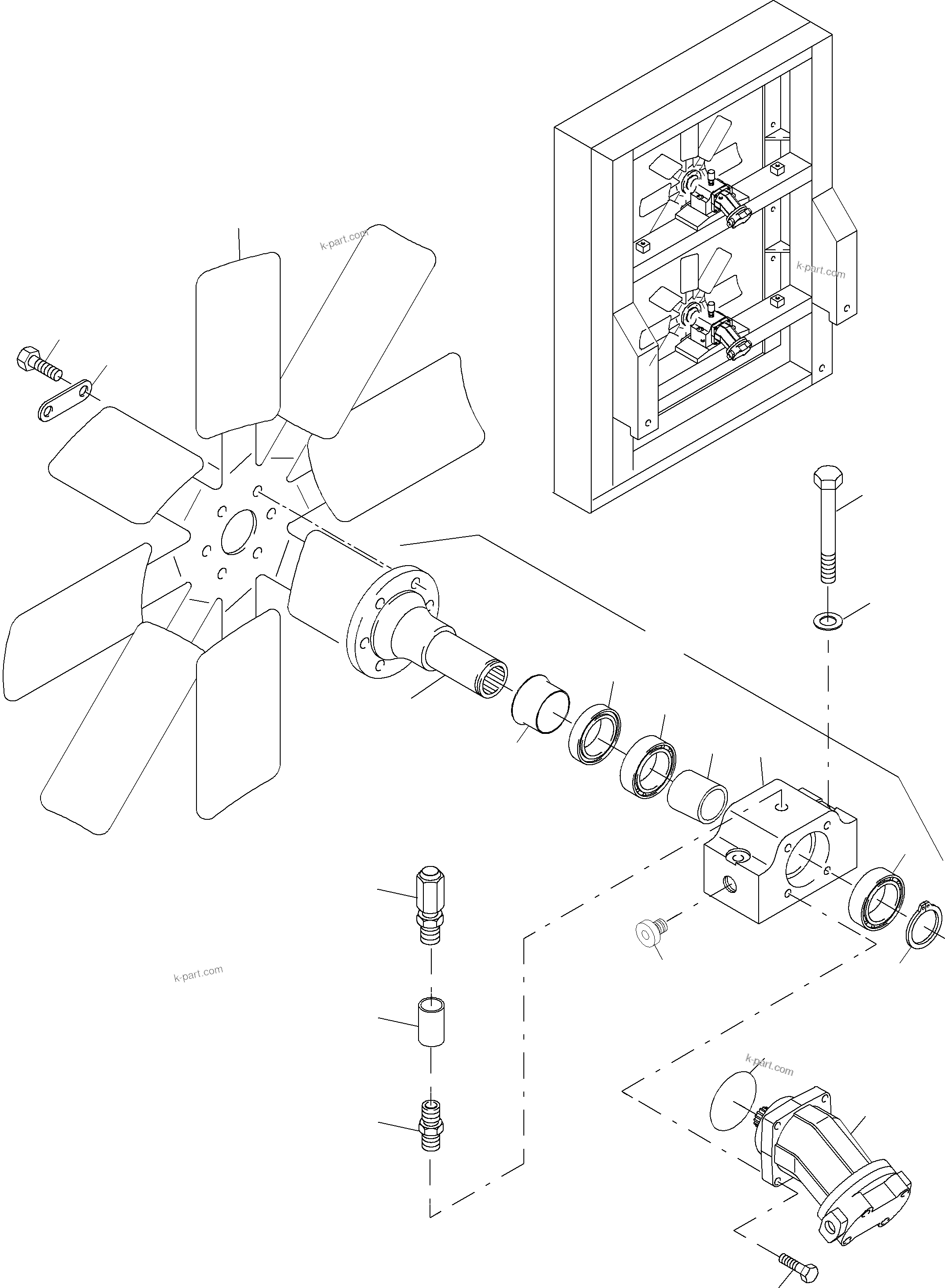 Komatsu parts book diagram for PC4000-6 S/N 08168: OIL COOLER FAN DRIVE
