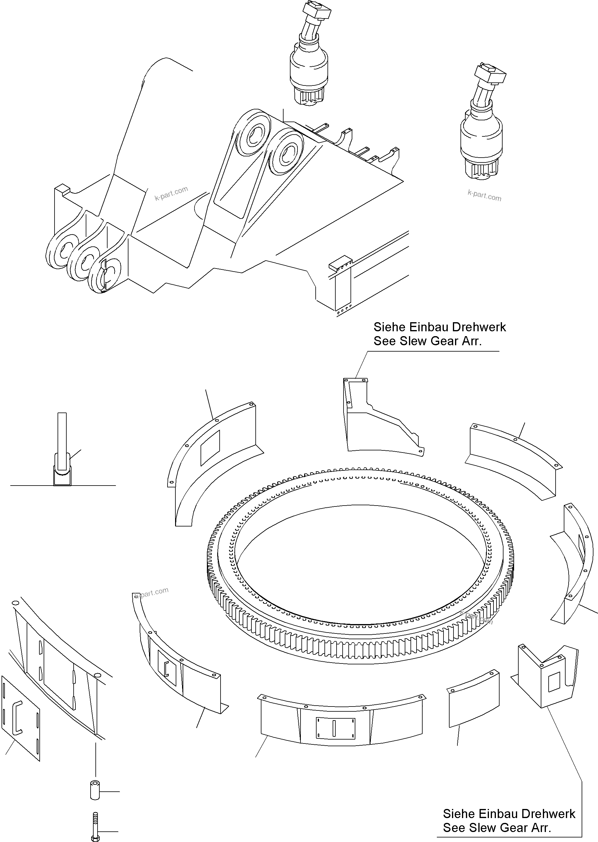 Komatsu parts book diagram for PC4000-6 S/N 08168: SLEW RING PROTECTION