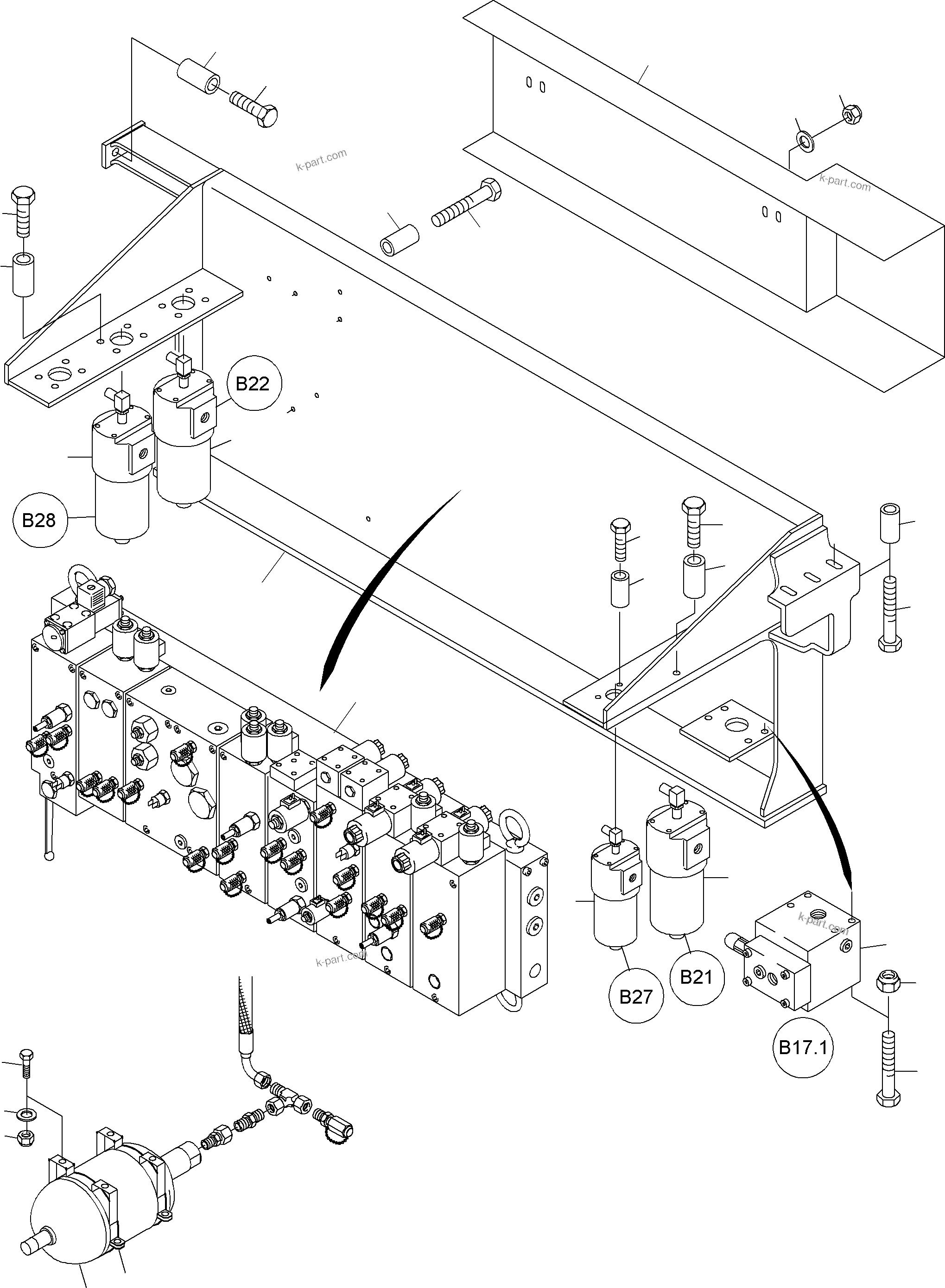 Komatsu parts book diagram for PC4000-6 S/N 08168: CONTROL- AND FILTER PLATE