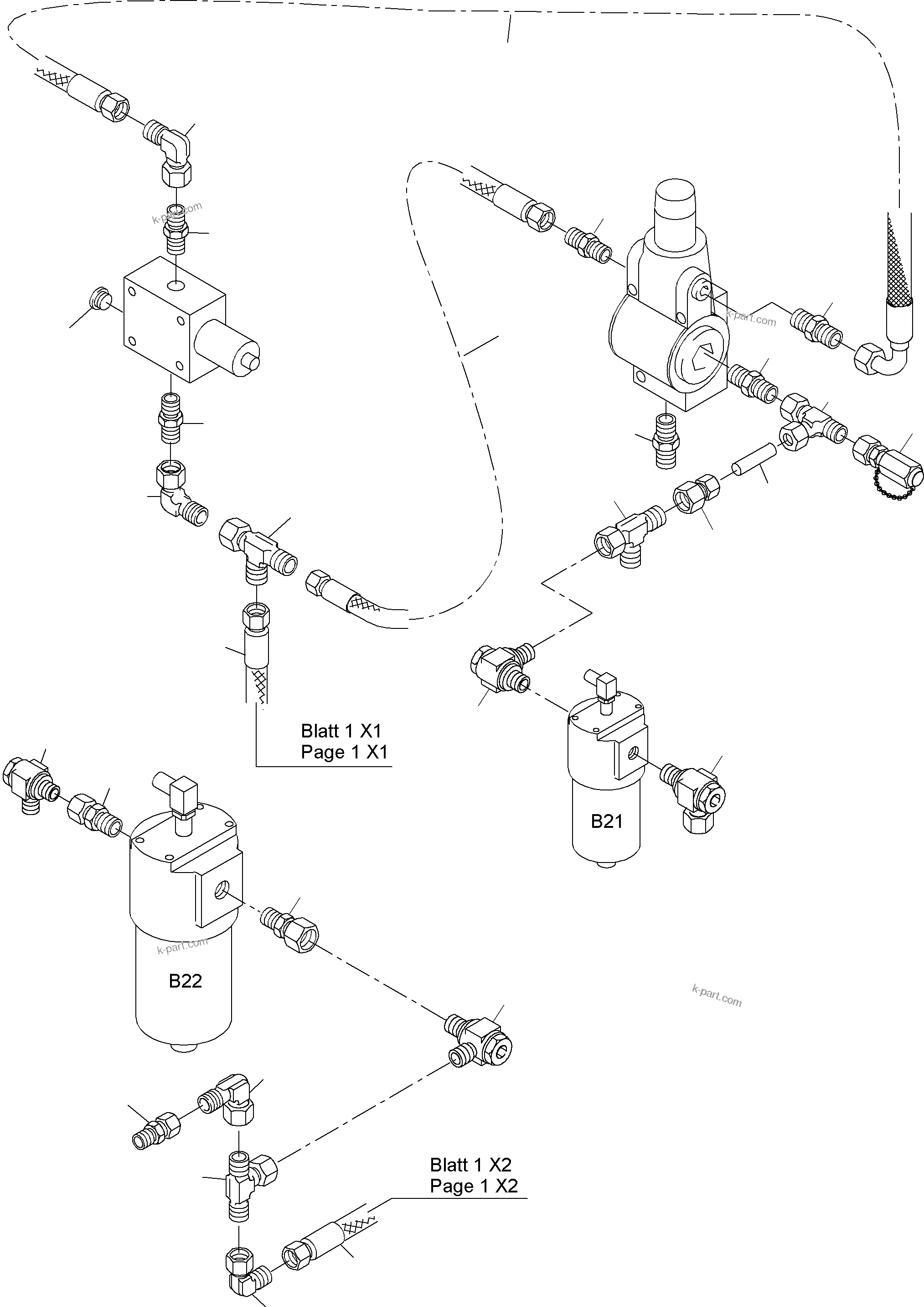Komatsu parts book diagram for PC4000-6 S/N 08168: CONTROL- AND FILTER PLATE PIPING