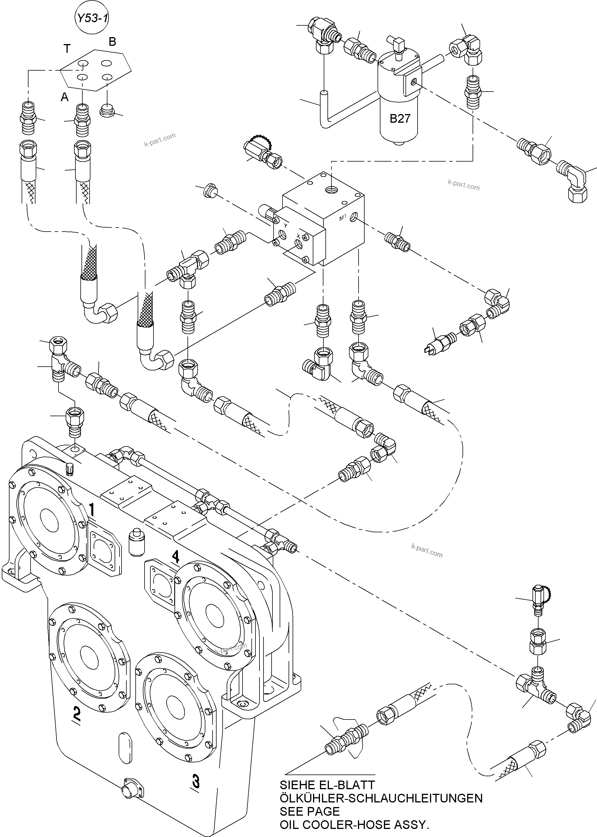 Komatsu parts book diagram for PC4000-6 S/N 08168: CONTROL- AND FILTER PLATE PIPING